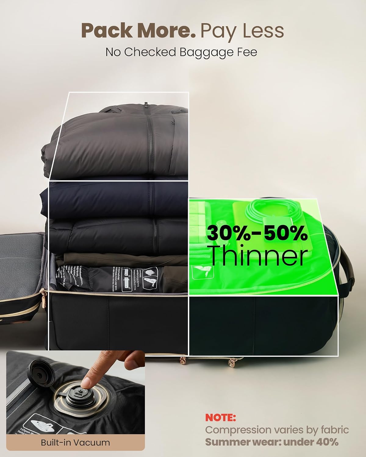 Underseat Rolling Backpack with Wheels, Black Backpack by Fanwoli