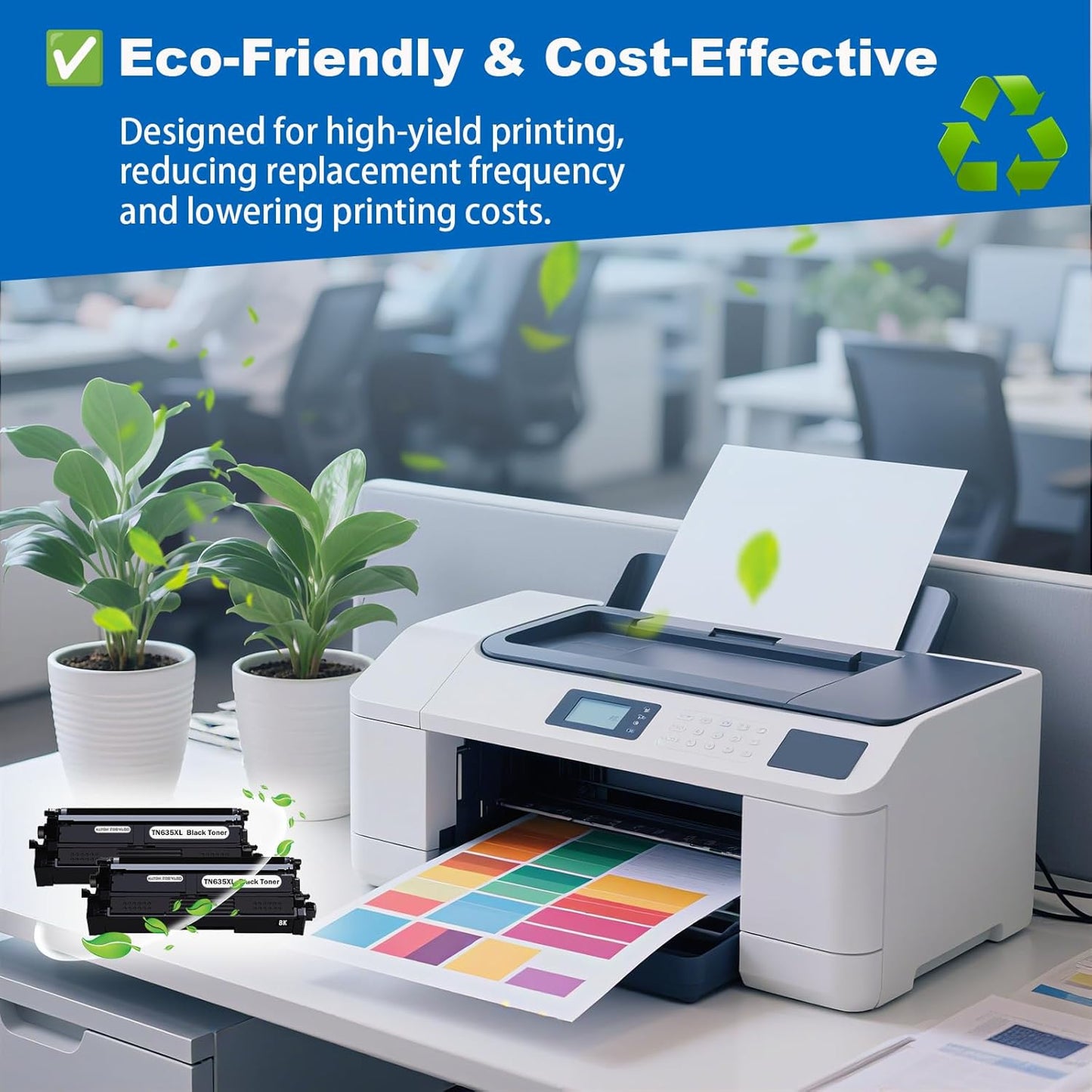 High Yield TN635 TN635XL Toner Cartridge 5500 Pages Replacement for Brother HL-L8430CDW, HL-L8430CDWT, HL-L8570CDW, MFC-L8730CDW, MFC-L8930CDW, MFC-L8970CDW, MFC-EX575 Printers(2-Pack)