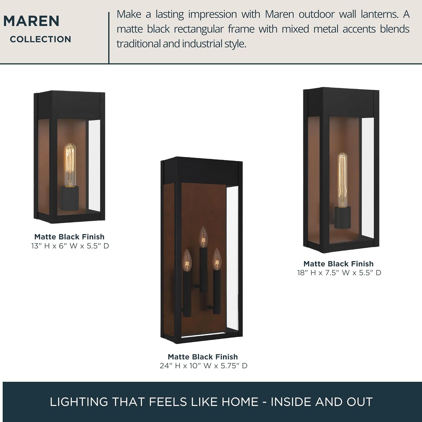 Maren Outdoor Wall Lantern, 13 Inch 1-Light Coastal Armour Matte Black Wall Sconce, Industrial Light Fixture, 100W Base Bulb, Outside Lights for Patio, Porch, Front Door or Backyard 13" Height