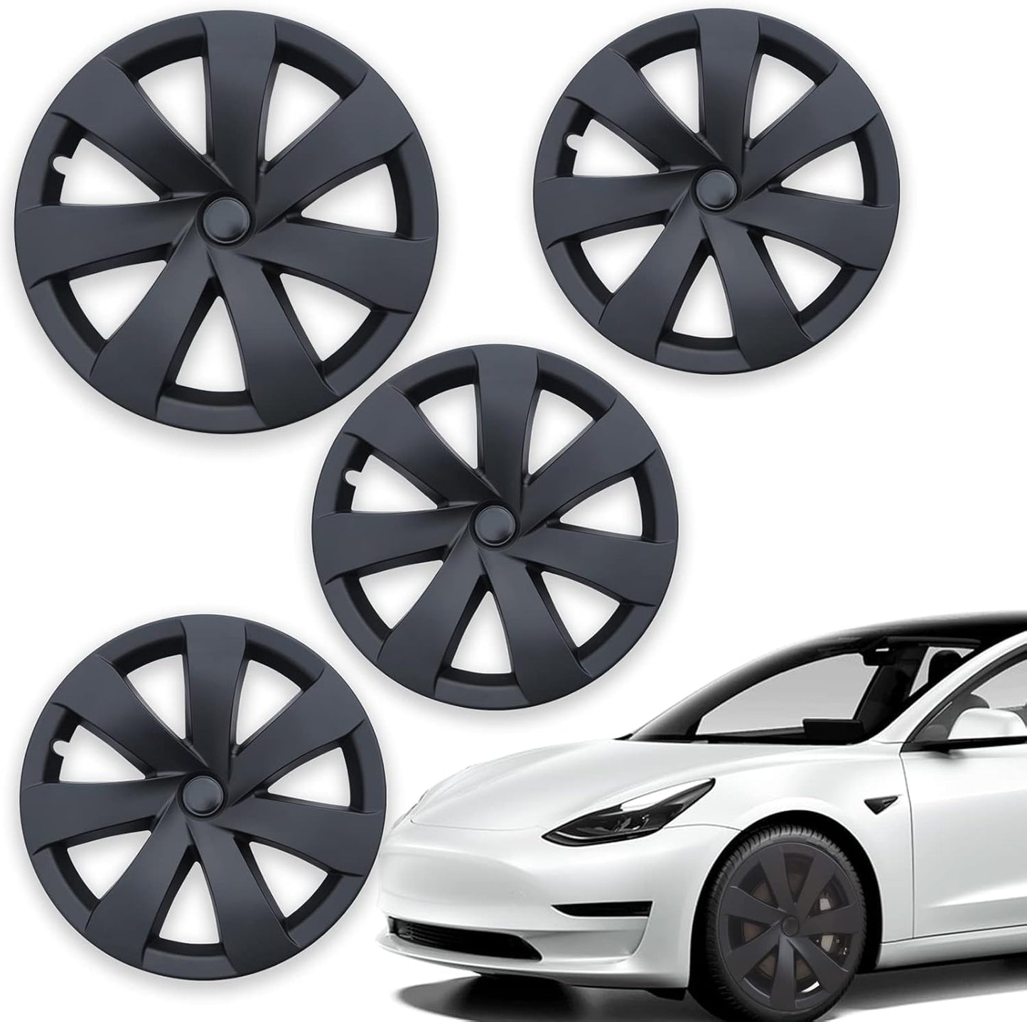 Terfulnel 19 Inch Hubcap Fit 2017-2023 Tesla Model Y Wheel Covers 4PCS Replacement Hub Caps Protector Cover for Car Decoration Modifications (19