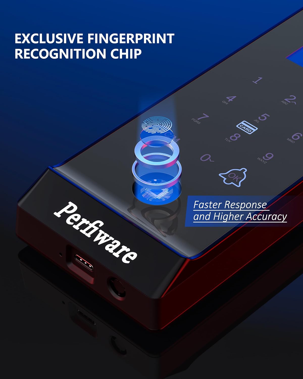 Framed Sliding Glass Door Lock,Perfiware LG2375 Smart Sliding Door Locks Fingerprint Keypad Pin Screen,Keyless Entry for Sliding Glass/Wooden