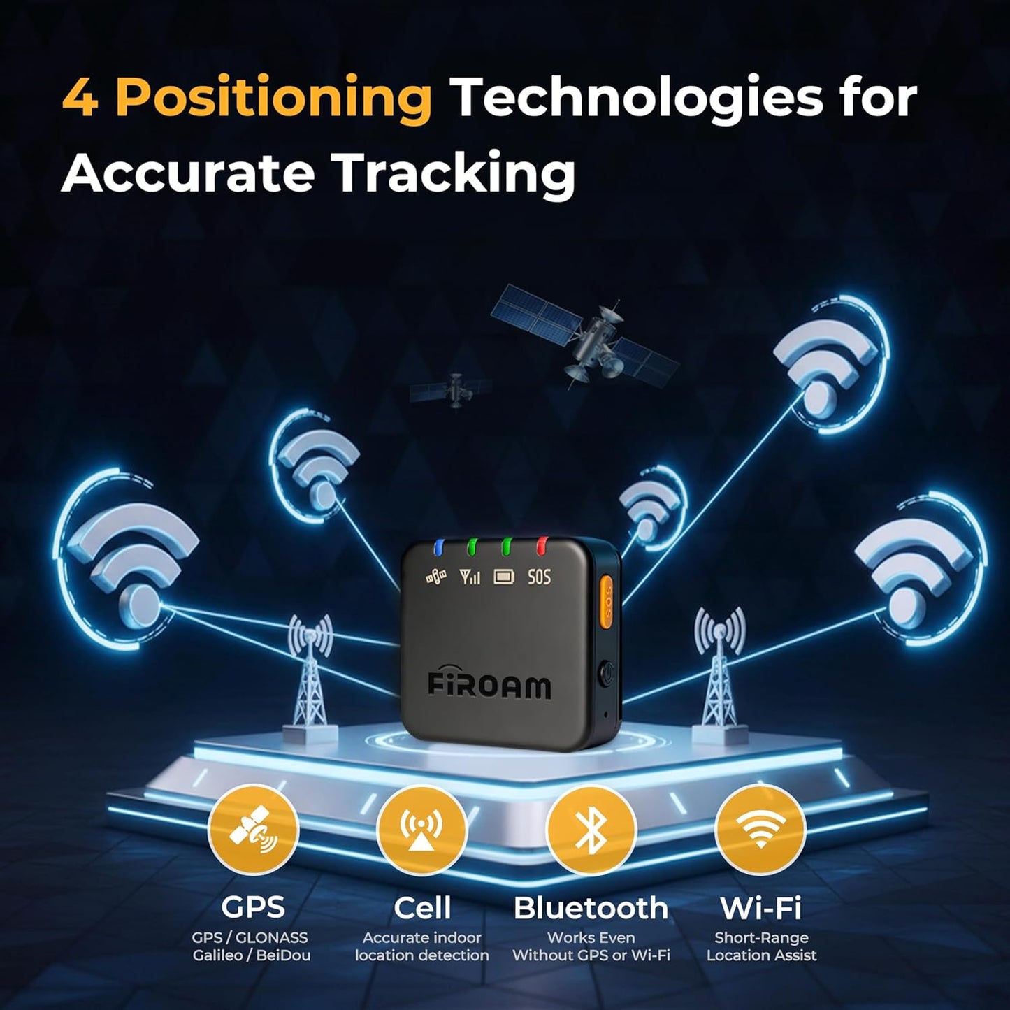 QuadTrack GPS Tracker for Vehicles, Car GPS Tracking Device with 6-Month Data Plan, Real-Time 4G LTE Vehicle Tracker, 3-Year Battery Life, Geo-Fence, Magnetic Mount, Fleet & Personal Use Black (Free 6 Months Included)