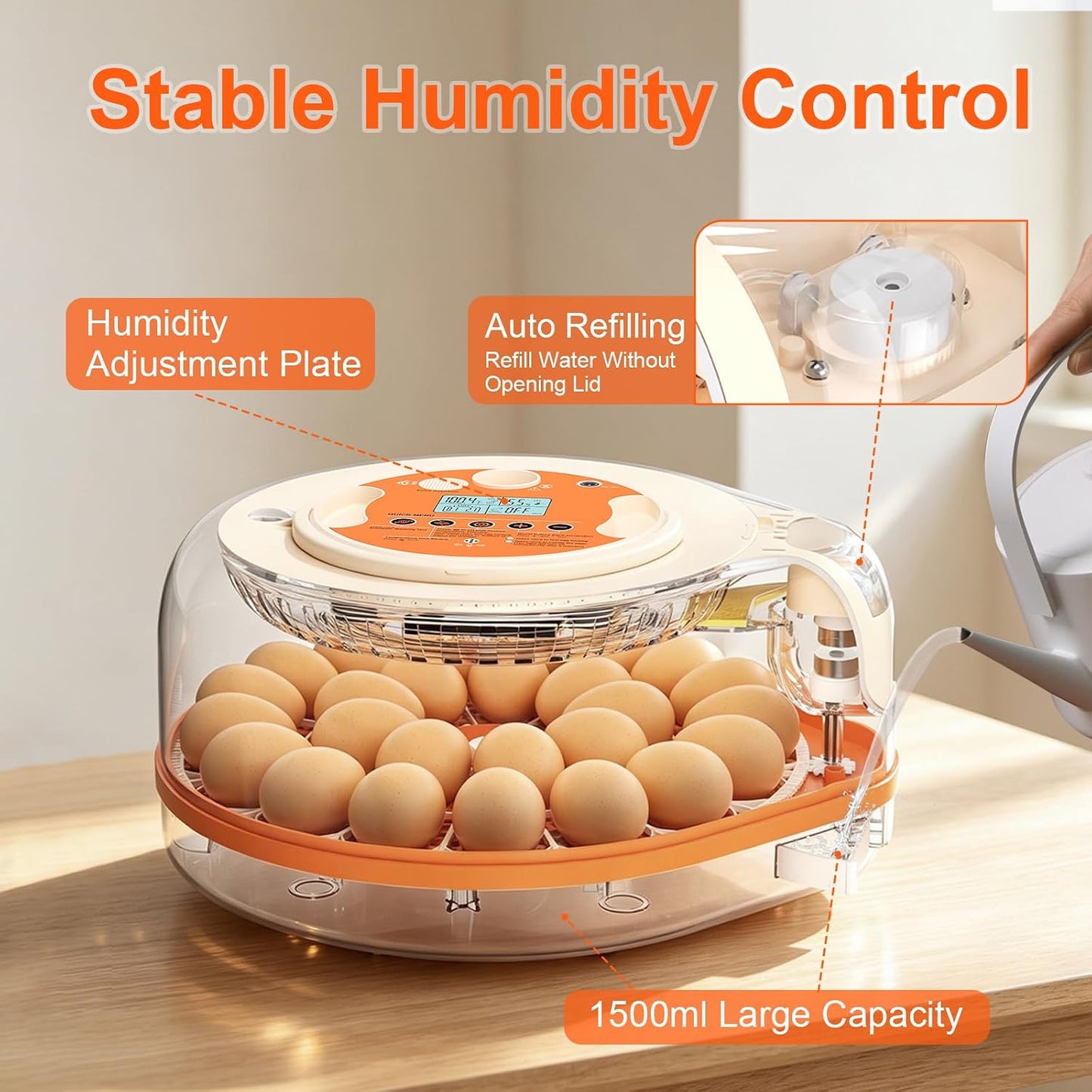 Voice Control Egg Incubator for Hatching 26 Eggs, All-in-One Design | Precise Temp & Humidity Control, 5 Auto Egg Turning Intervals, Egg Candler, Two-Size Egg Trays for Quail, Duck & Goose Eggs