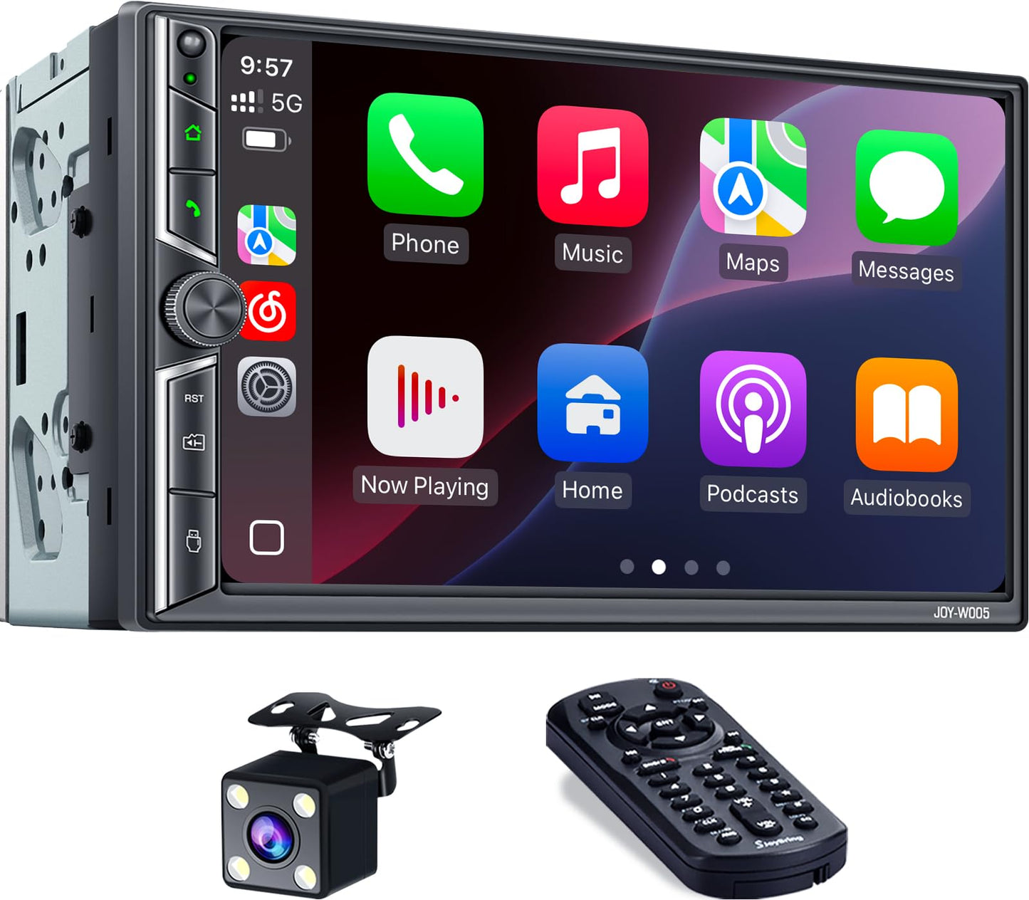 7" Double Din Car Stereo with Wireless CarPlay and Android Auto, Bluetooth 5.3, MirrorLink, Touchscreen, FM/AM Car Audio Receiver