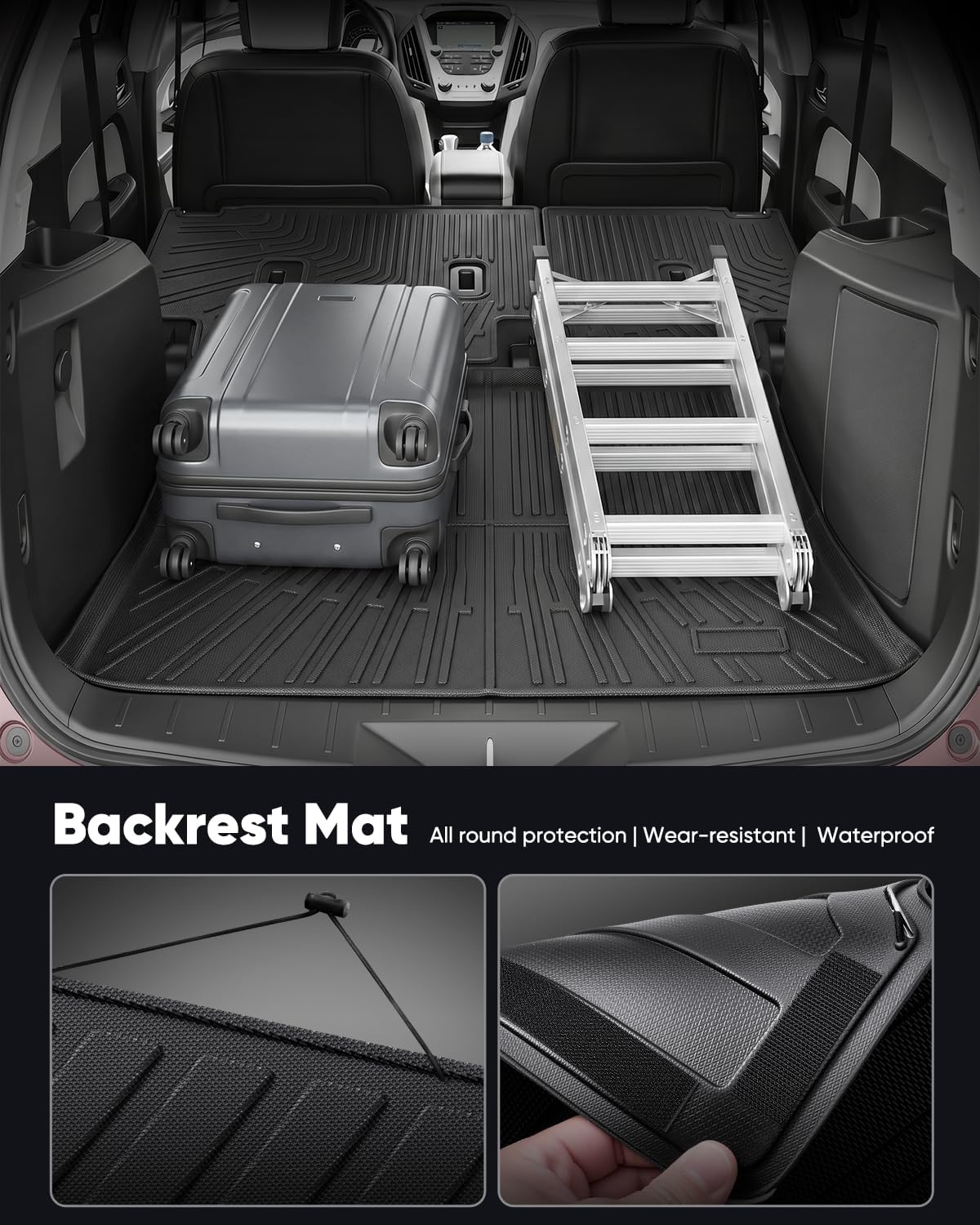All Weather Car Floor Mats for Chevy Equinox & for GMC Terrain 2012-2017, TPE Carpets Cargo Liner Backrest Protectors for Chevrolet Equinox 2016 2015 2014 2013 Interior Trunk Accessories 11 PCS