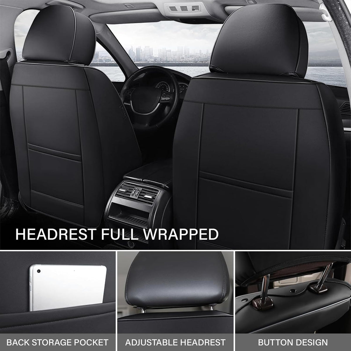 Ford Transit-250 Seat Covers 2015-2025,Premium Nappa Leather Breathable Waterproof Sports Seat Cover,Easy to Install Automotive Seat Covers Standard 2 Seats（Black） BLACK Standard 2 Seats