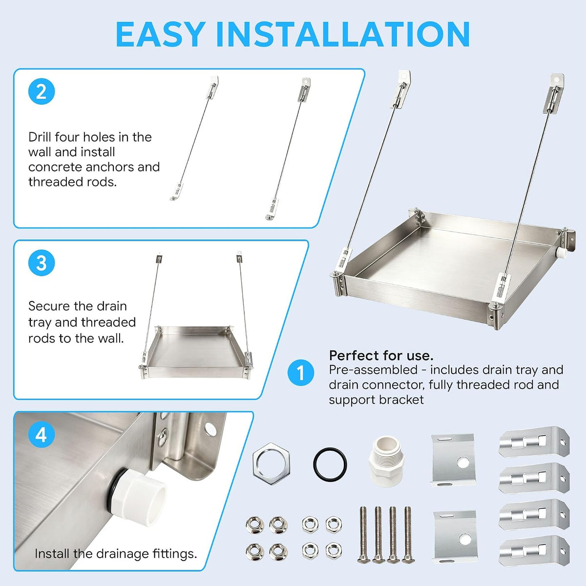 Wall Mounted Water Heater Platform, Up to 50 Gallon / 600 lb Water Heaters