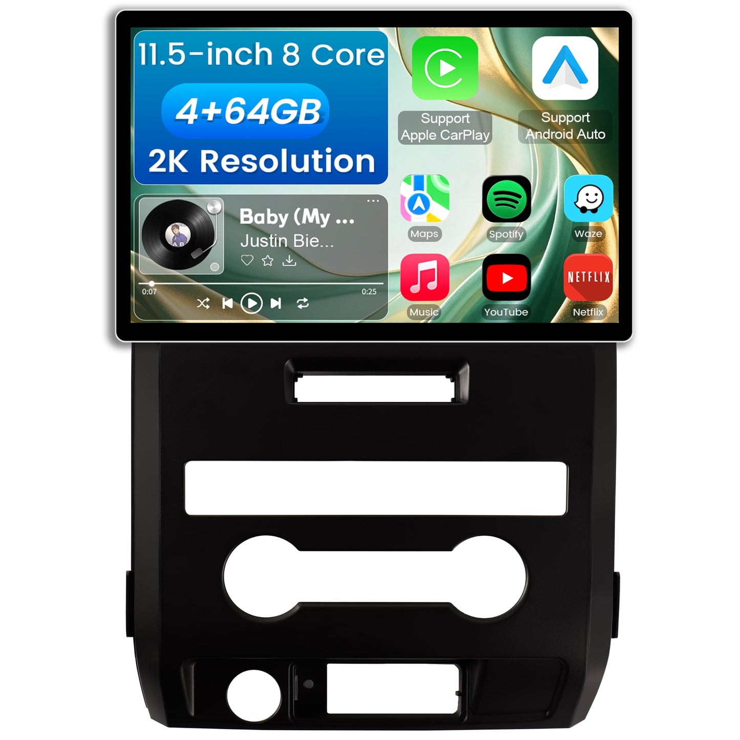 11.5 Inch 8 Core 4GB+64GB Car Radio Stereo for Ford F150 2009-2012, 2K Touchscreen Android 13 Head Unit with Wireless CarPlay & Android Auto, 1080P Backup Camera, GPS Navigation, SWC, AM/FM Radio
