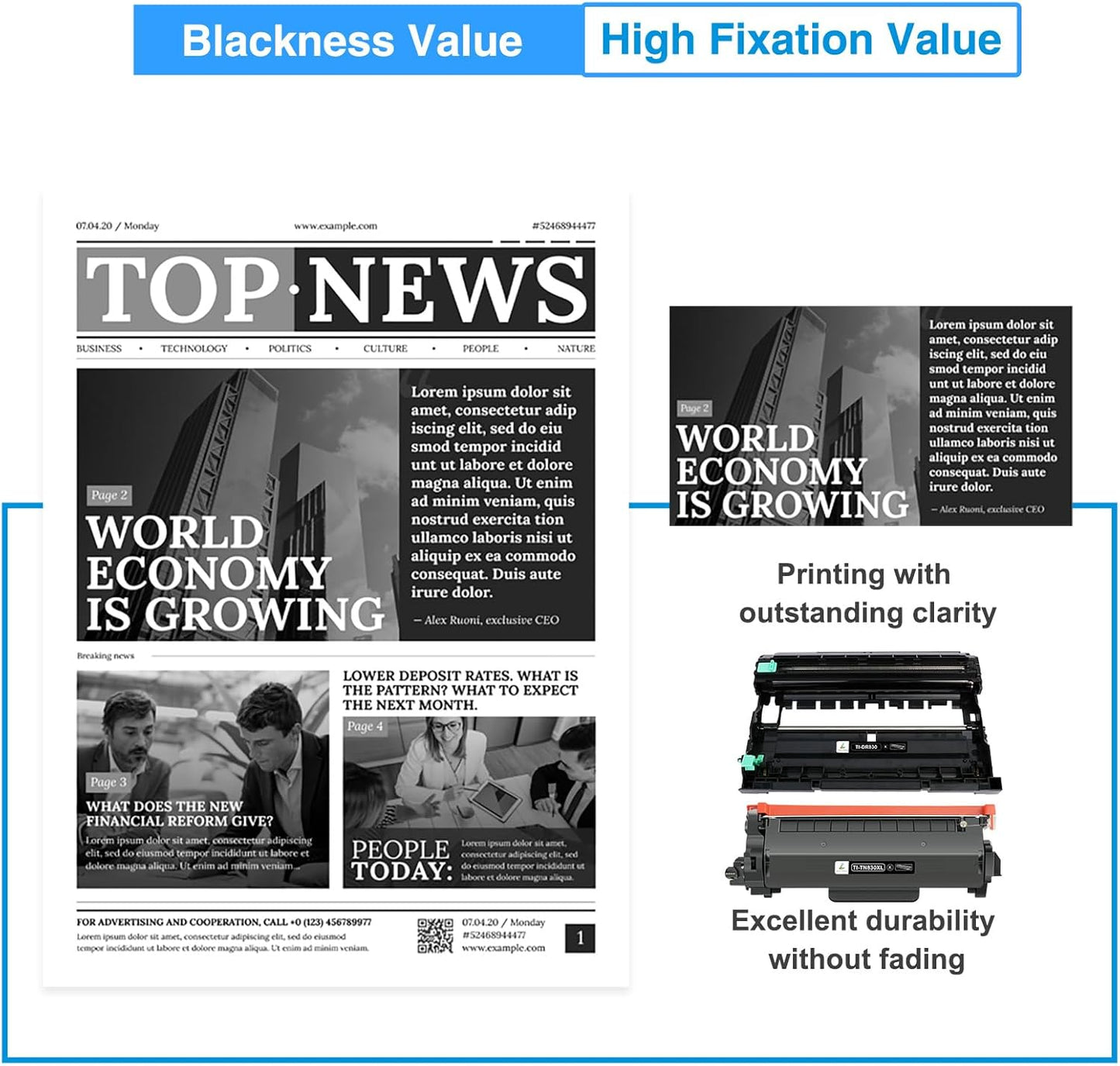 TN830XL TN830 Toner Cartridges DR830 Drum Unit Compatible for Brother TN 830XL 830 DR 830 DR-830 Drum Unit for HL-L2460DW DCP-L2640DW MFC-L2820DW HL-L2405W HL-L2480DW HL-L2400D Printer(3 Pack)