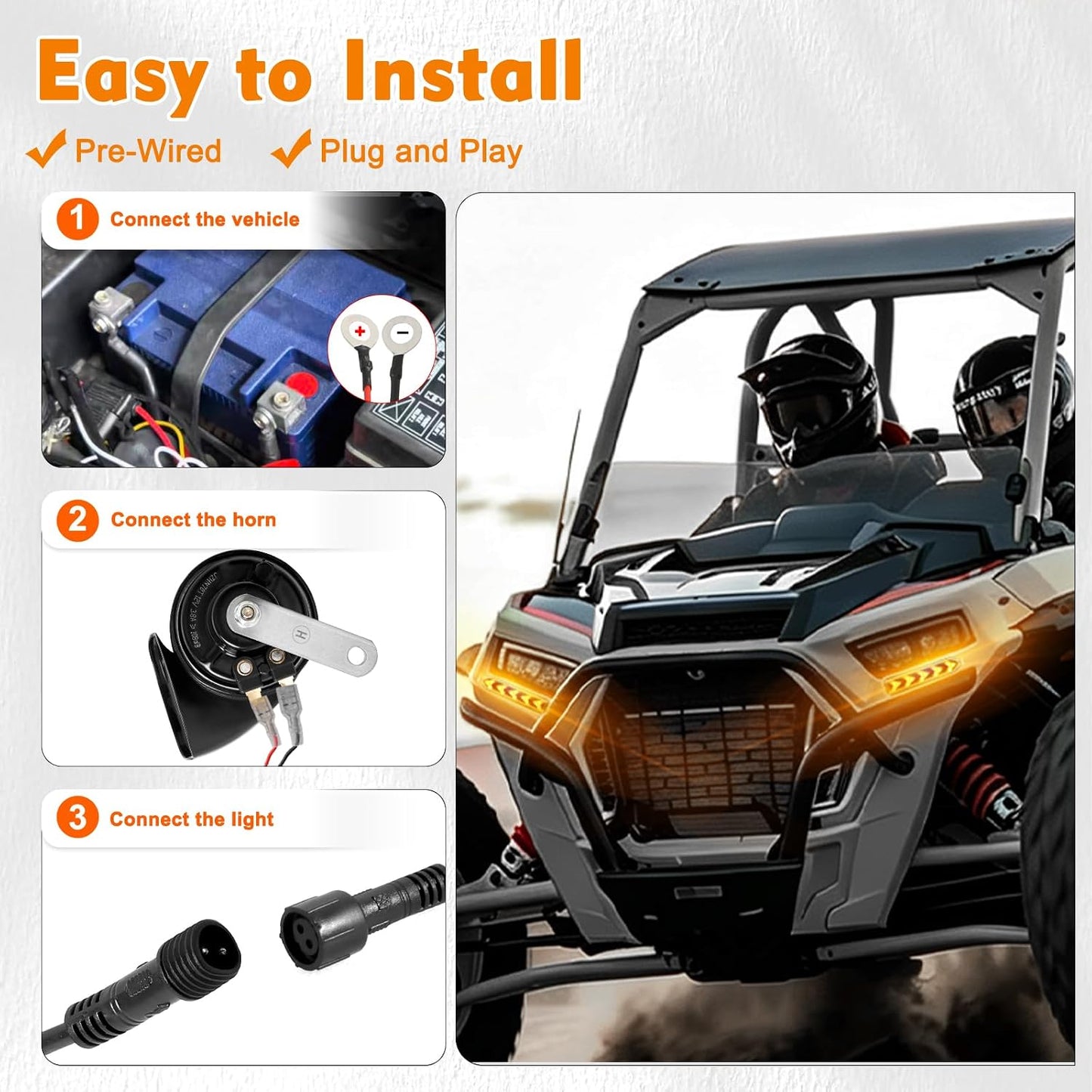 UTV Arrow Design Turn Signal Kit with Horn, Plug and Play, Rocker Switch