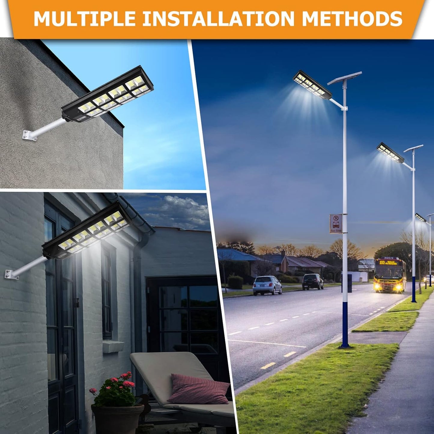 DIYAREA 1000W Solar Street Lights Outdoor,Solar Powered LED Lamp,Flood Security Lights with Motion Sensor,Remote Control,IP66 Waterproof for