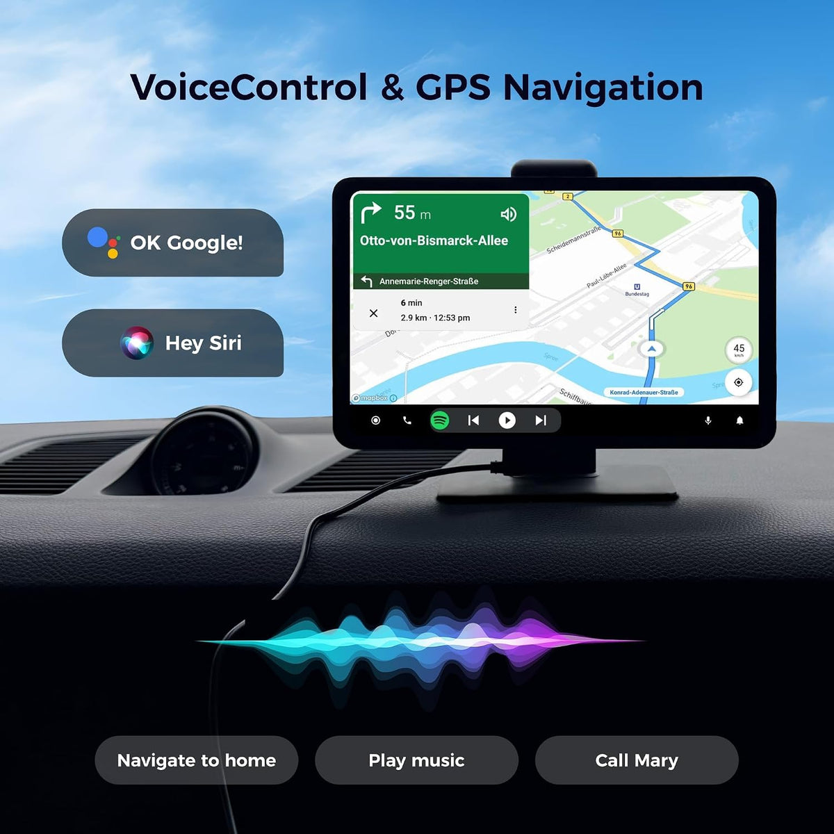 KALOS PAD Wireless Carplay Screen for Car 4K Dash Cam, 9" Carplay & Android Auto Car Stereo, with 1080p Backup Camera, BOE LCD/Mirror Link/Gesture Control/POP Island