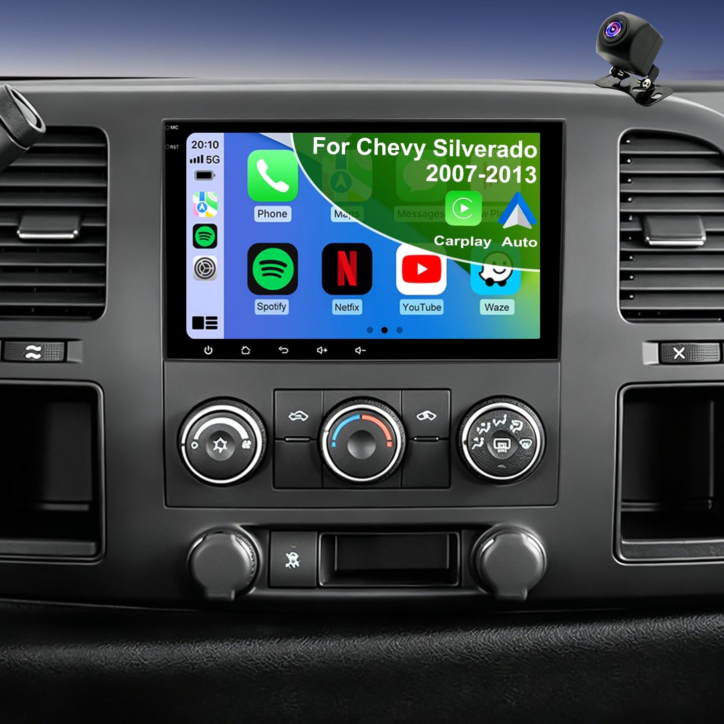 5GWifi Upgrade Radio for GMC Sierra Chevy Silverado 1500/2500/3500 2007-2013, Express Van 1500/2500/3500 2013-2025, Tahoe Yukon 2007-2014, Impala 8"Touchscreen Stereo Wireless Carplay Android Auto GPS