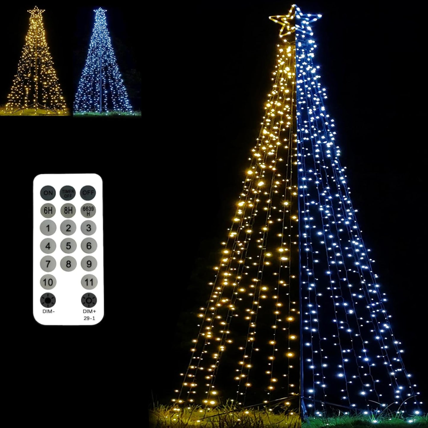 Outdoor Lighting Christmas Tree Lights Cone Tall Star Topped Artificial Christmas Trees Arbol de Navidad Outside Decor for Xmas New Year Holiday