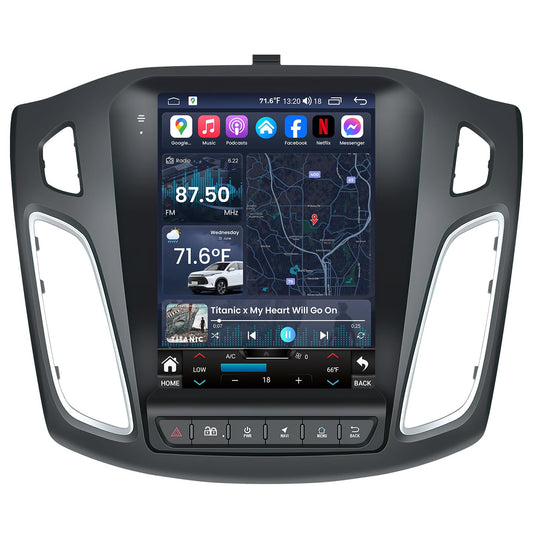 for Ford Focus 2012-2018 Radio Stereo Upgrade Replacement: 9.7 Inch IPS Touch Screen Head Unit, Wireless CarPlay Android Auto, GPS Navigation WiFi Bluetooth 5.0, FM SWC 2G+64G