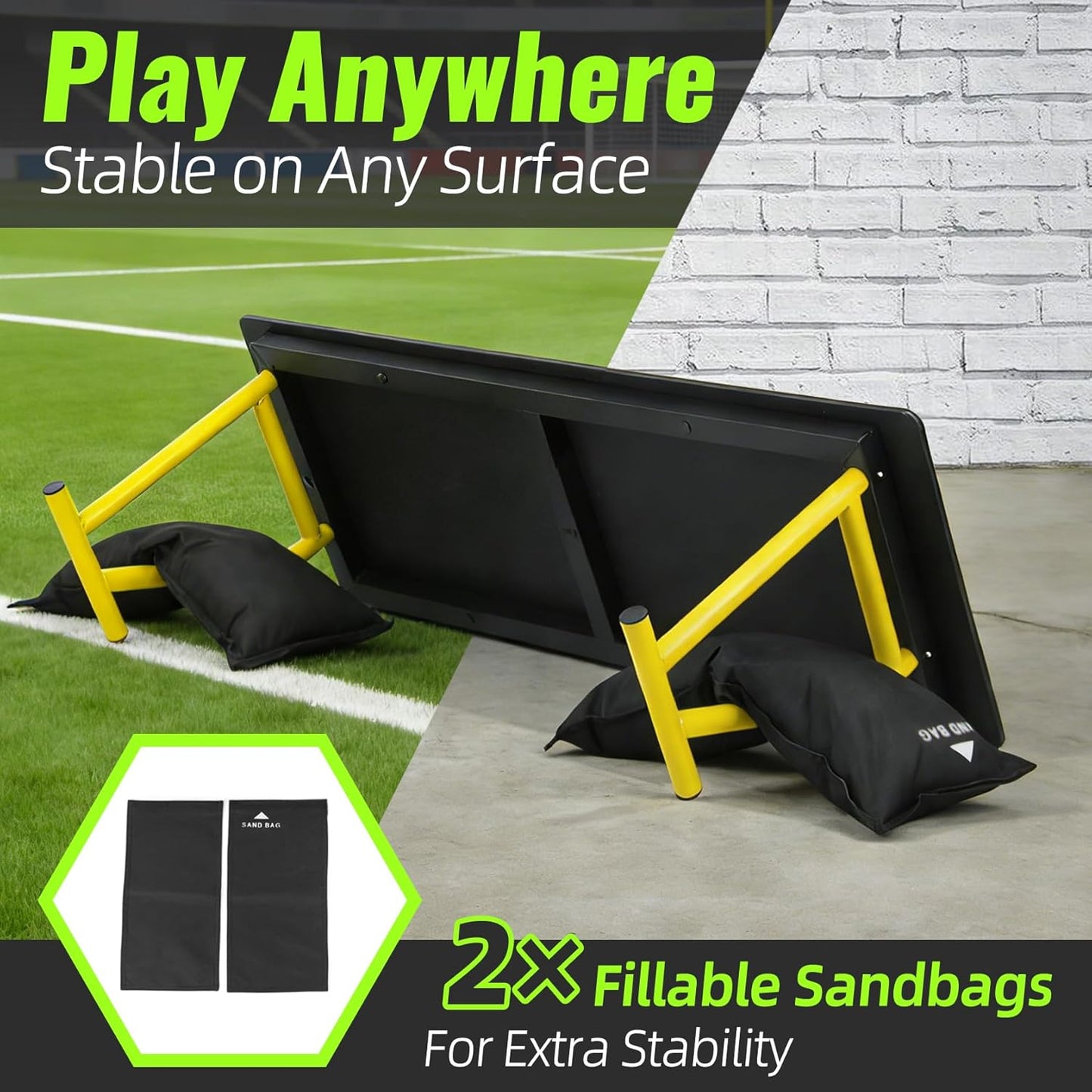 4-Angle Soccer Rebounder Board, Portable Soccer Rebound Wall for Passing, First Touch & Shooting Training, Heavy Duty HDPE Kick Back Trainer 32" x 12"