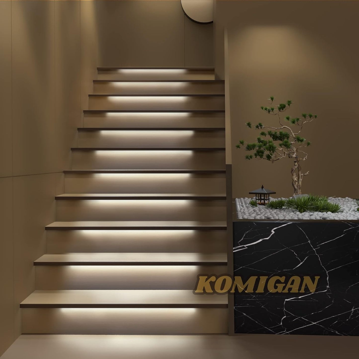 KOMIGAN Motion Sensor Cascading Style LED Stair Lighting Kit KMG-3233, 23.6 Inches Length V Shape LED Light Bar Used for Indoor Step Lights (Cool