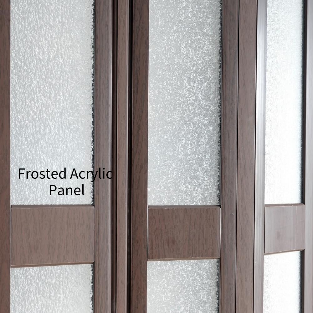 36X96in Accordion Door,Interior Folding Doors for Closet Includes Hardware and Lock,Brown