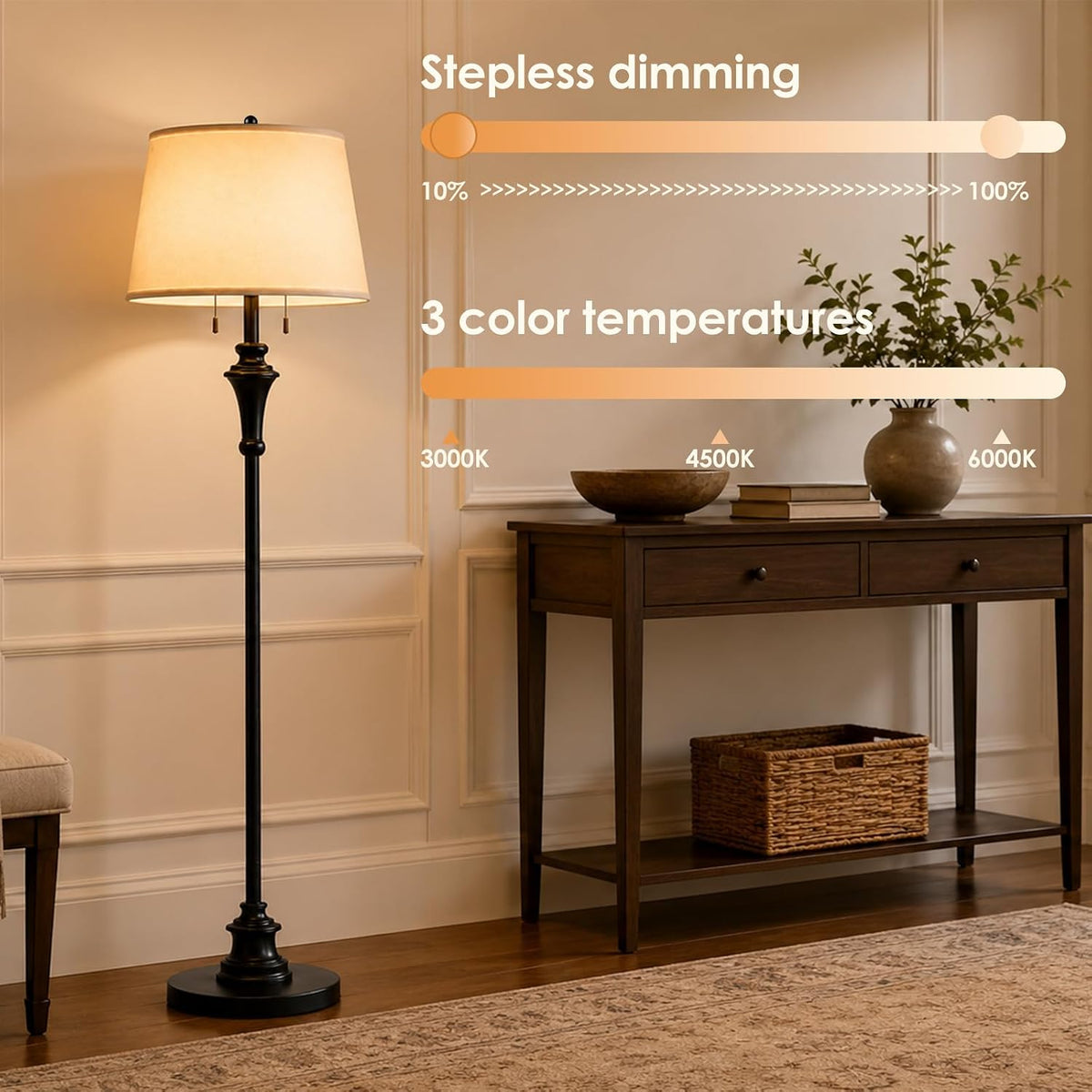 58’’ Remote Control Floor Lamps (E26 Bulbs Included)