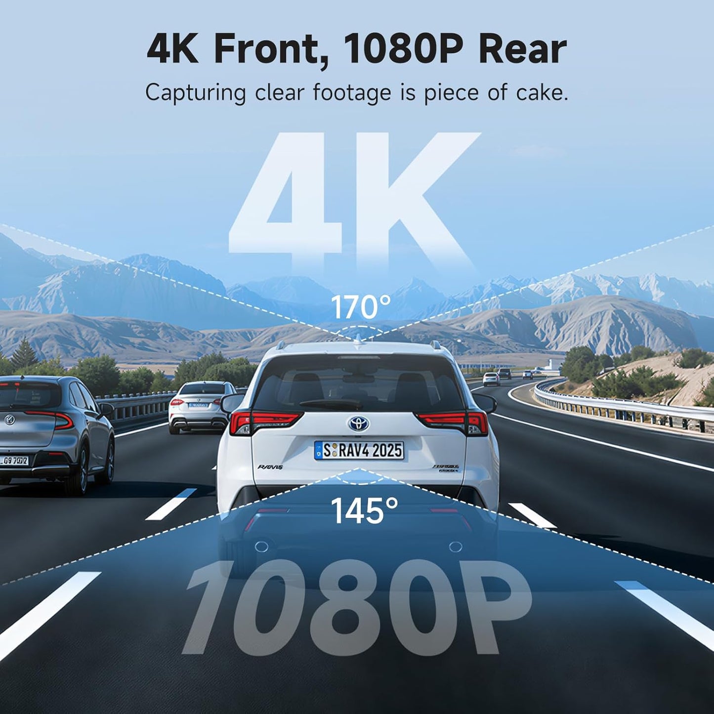Leadfan 4K+1080P Dash Cam Front and Rear for Toyota RAV4 2022 2023 2024 2025 2026 LE Limited SE Adventure XLE Premium XSE, OEM Look, Free 128GB Card, App & WiFi, Dash Camera with Loop Recording Front 4K+1080P Rear