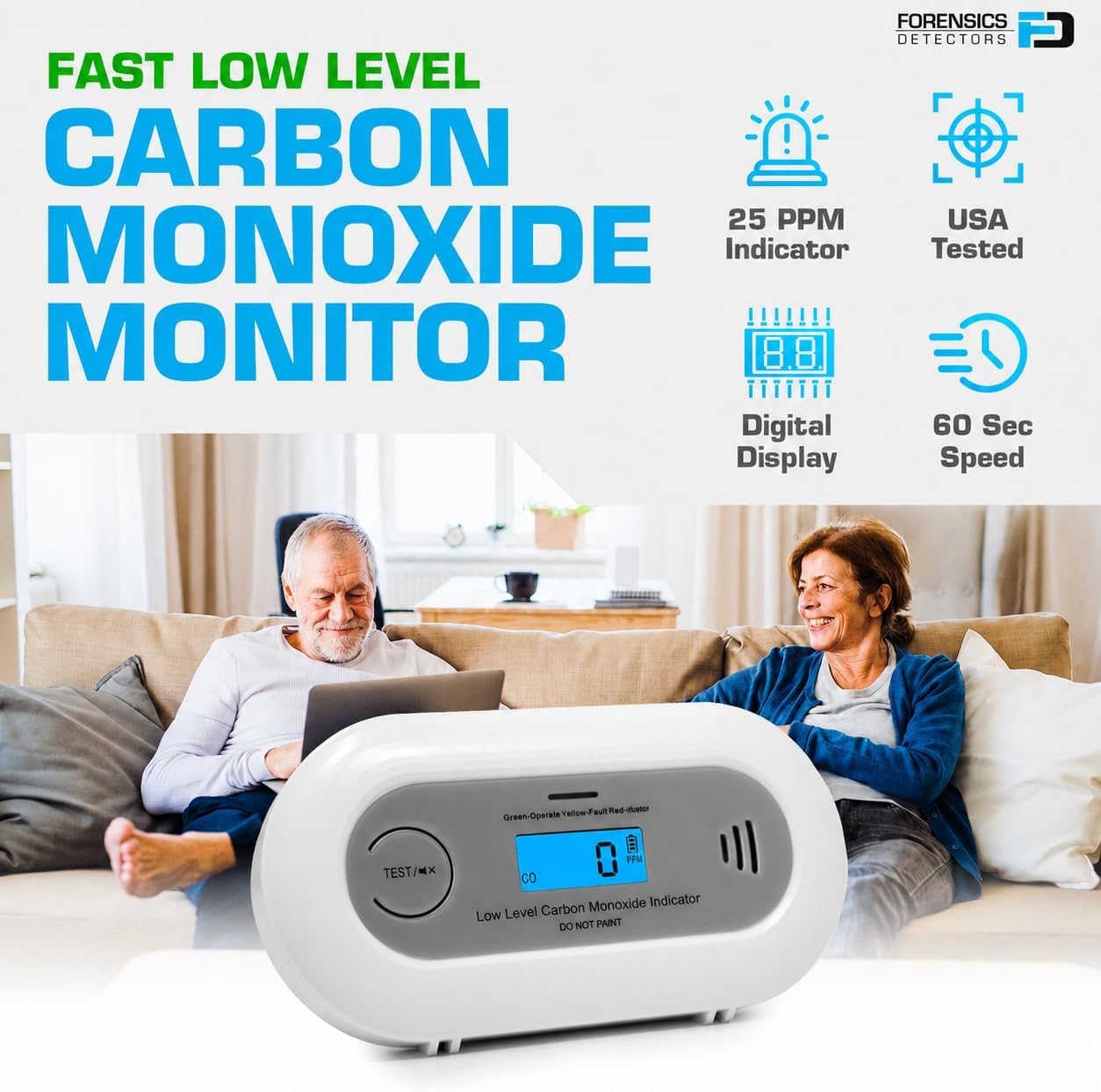Fast Low Level CO Monitor | 7-Year Life | 10 ppm | New Version 2.0 |