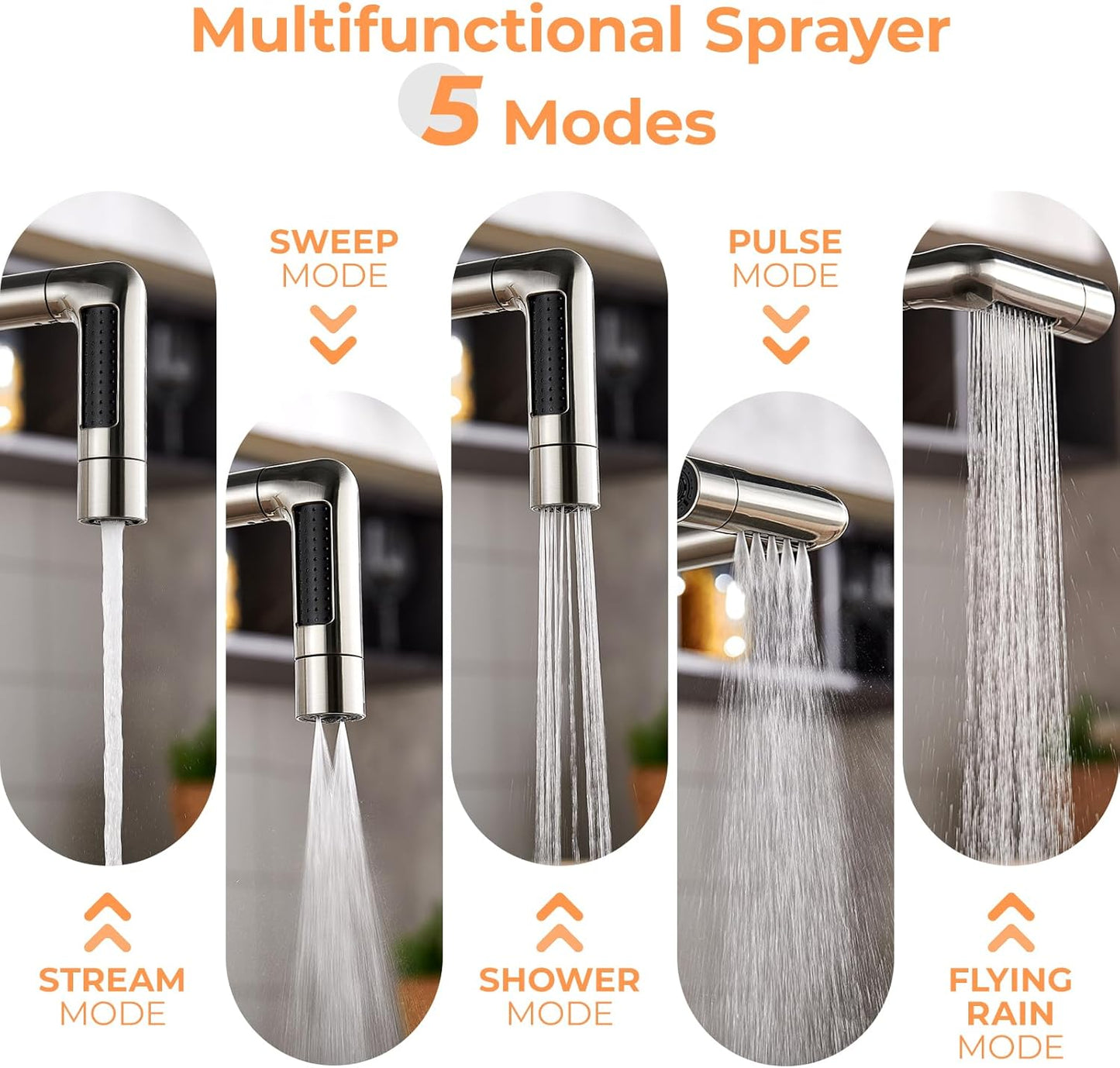 Charmingwater Touchless Kitchen Faucet with 5 Modes Pull Down Sprayer