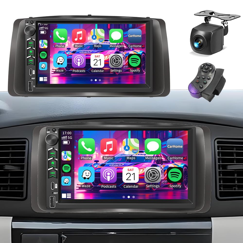 Plug&Play Car Stereo for Toyota Corolla 2003 2004 2005 2006 2007 2008, 7 Inch IPS Touch Screen with Wireless Carplay/Android Auto/MirrorLink,SWC/Backup Camera,DSP,AM/FM Radio