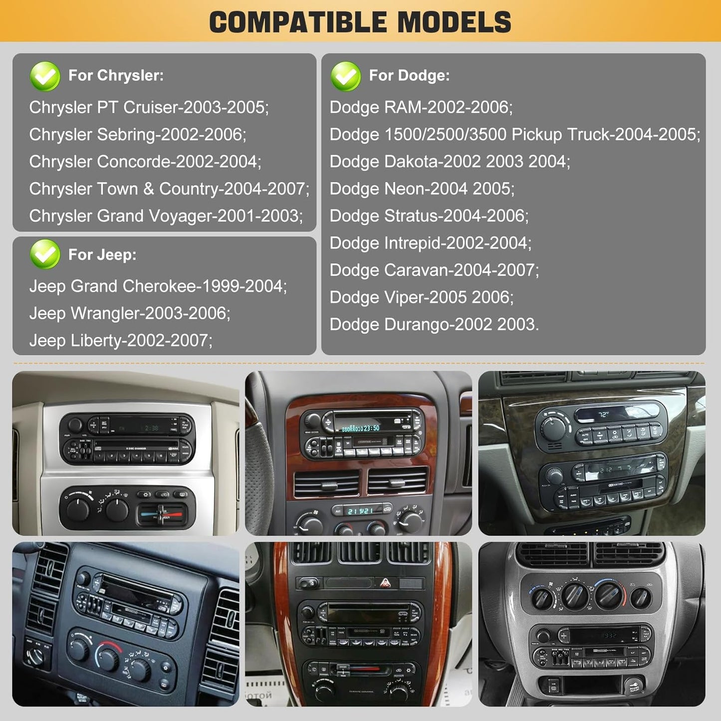 (8Core + 64GB) Car Radio Stereo for Dodge RAM(2002-2006),for Jeep Wrangler (2003-2006),Jeep Grand Cherokee (1999-2004),9 Inch QLED Touch Screen with Wireless Carplay&Android Auto&Mirrolink For Dodge Ram 2002-2006
