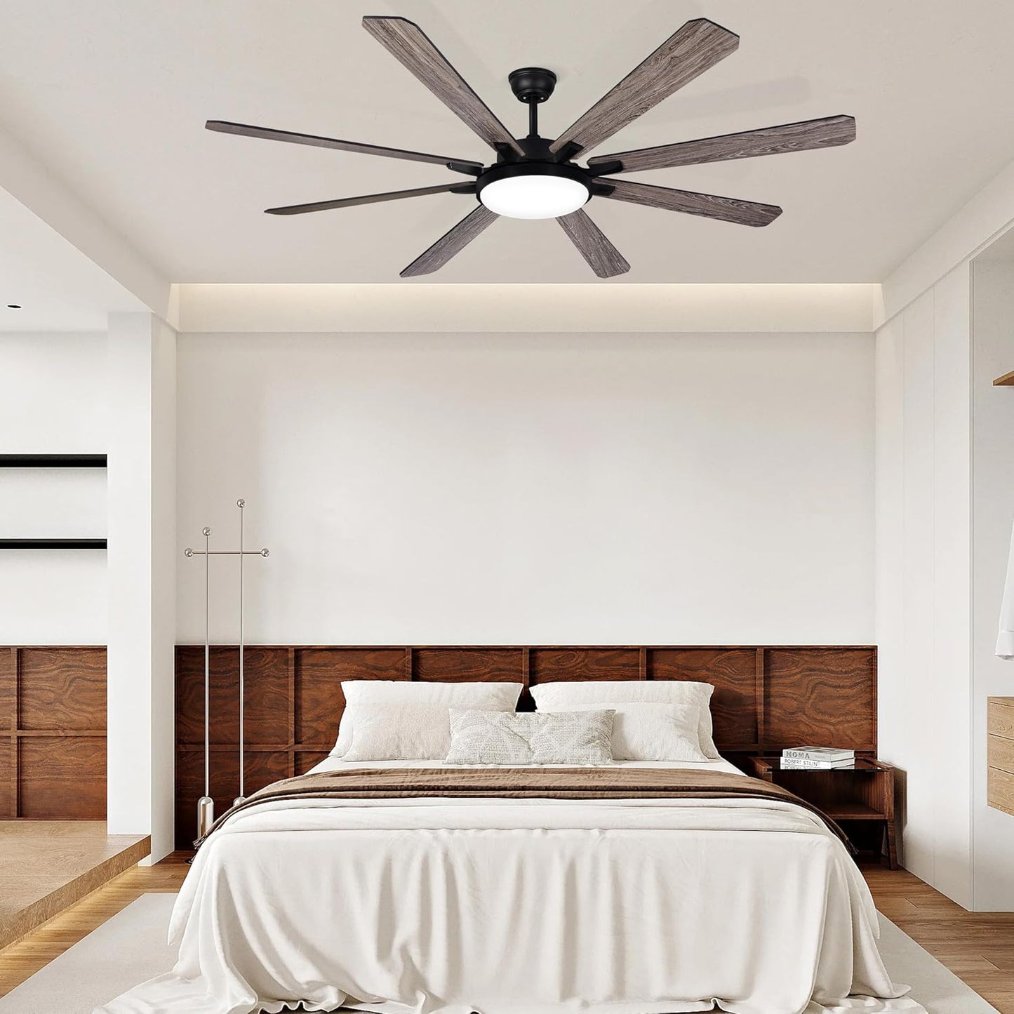 72' Ceiling Fan with Light and Remote - Large Indoor Outdoor Ceiling Fan, 6 Speeds Reversible DC Motor, 8 Blades