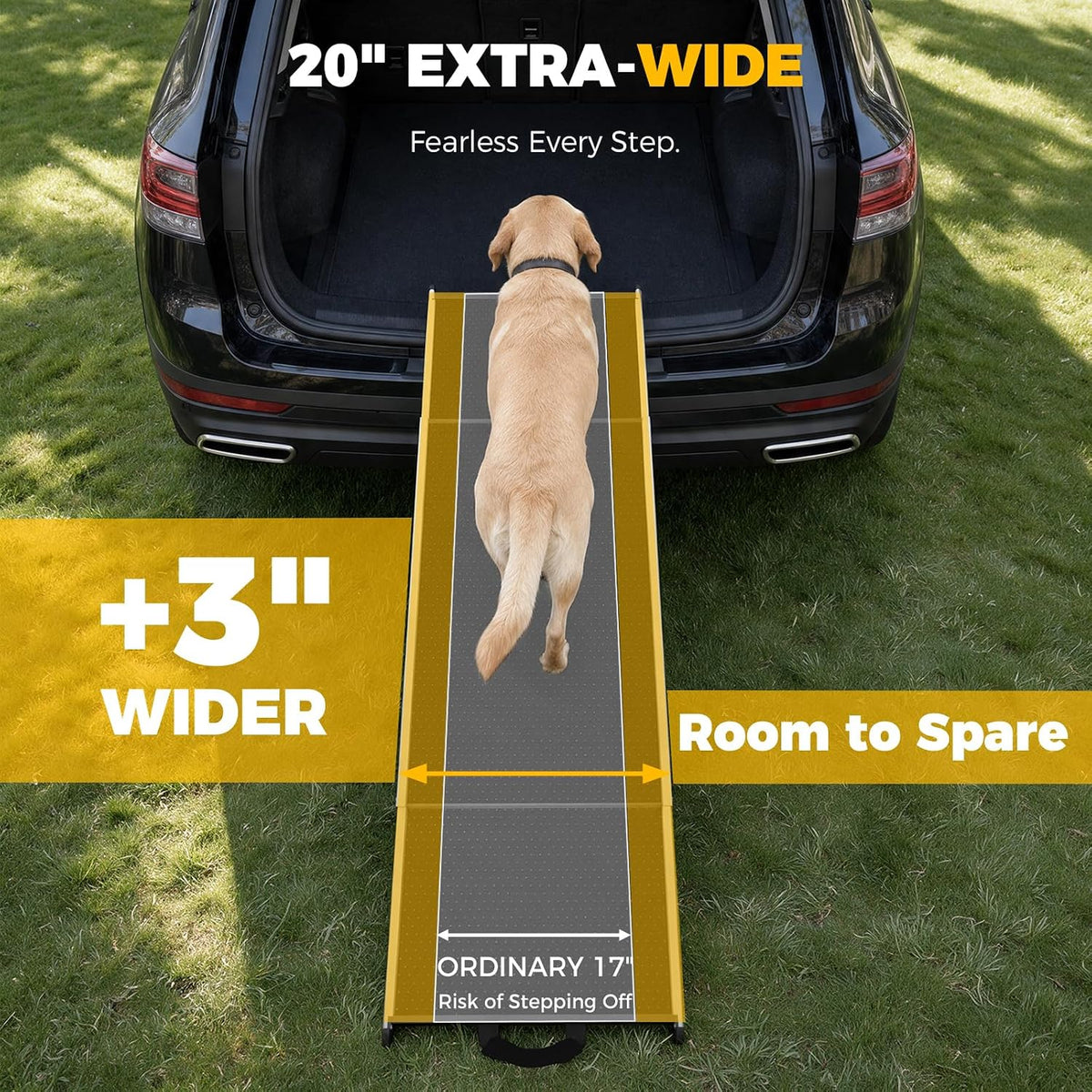 CAMMOO Dog Ramp for Car, 73''L x 20''W Foldable Pet Ramp for Large Dogs