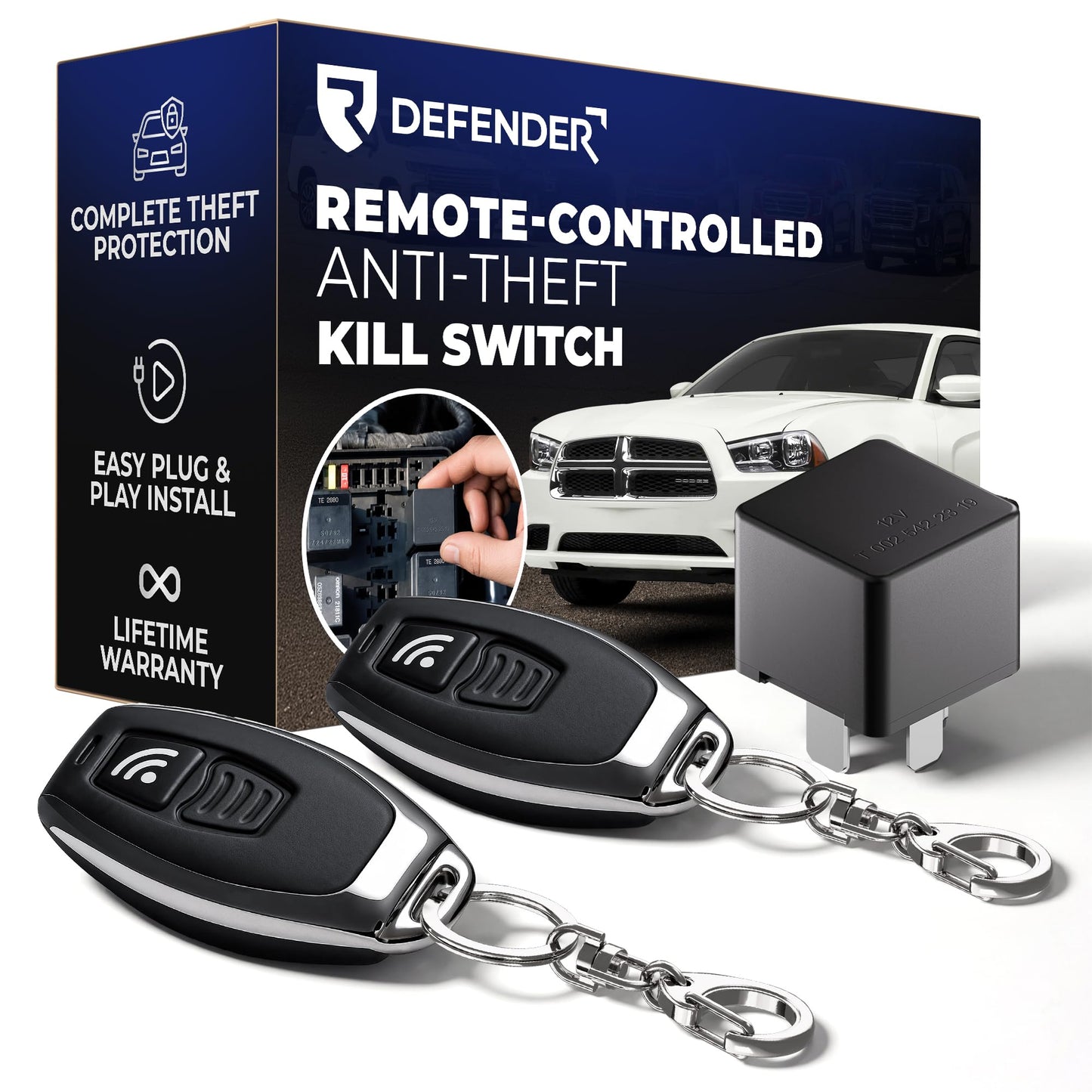 Defender Anti-Theft Intelligent Kill Switch Immobilizer for 2011-2023 Dodge Charger & 2015-2023 Dodge Challenger - Remote-Controlled Engine Disabler (2011-2023 Charger & 2015-2023 Challenger)