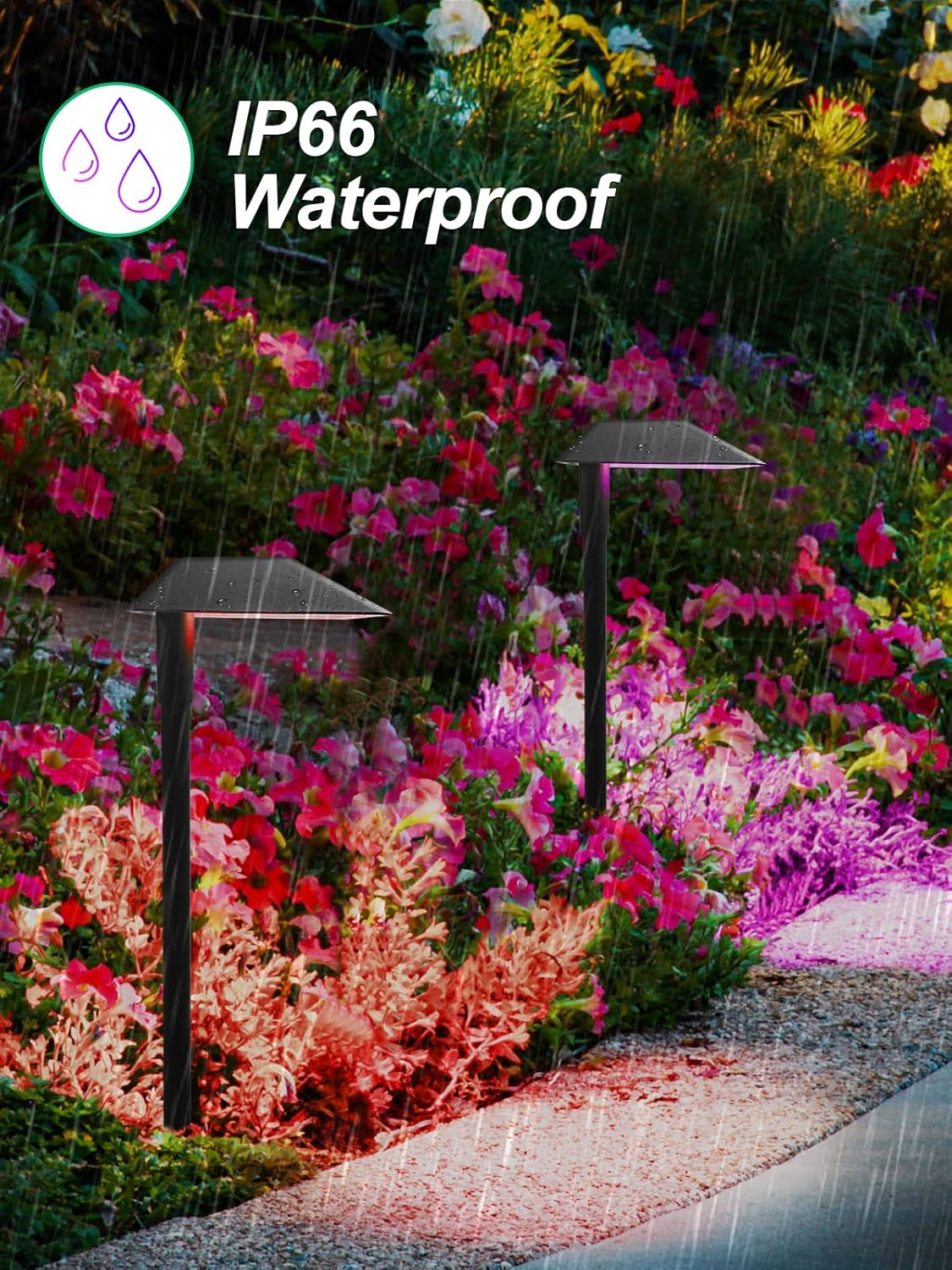 DOREIO 5W RGBW Low Voltage Landscape Lights LED Pathway Lights with Connectors,IP66 Waterproof Color Changing Landscape Lighting 12-24V Landscap