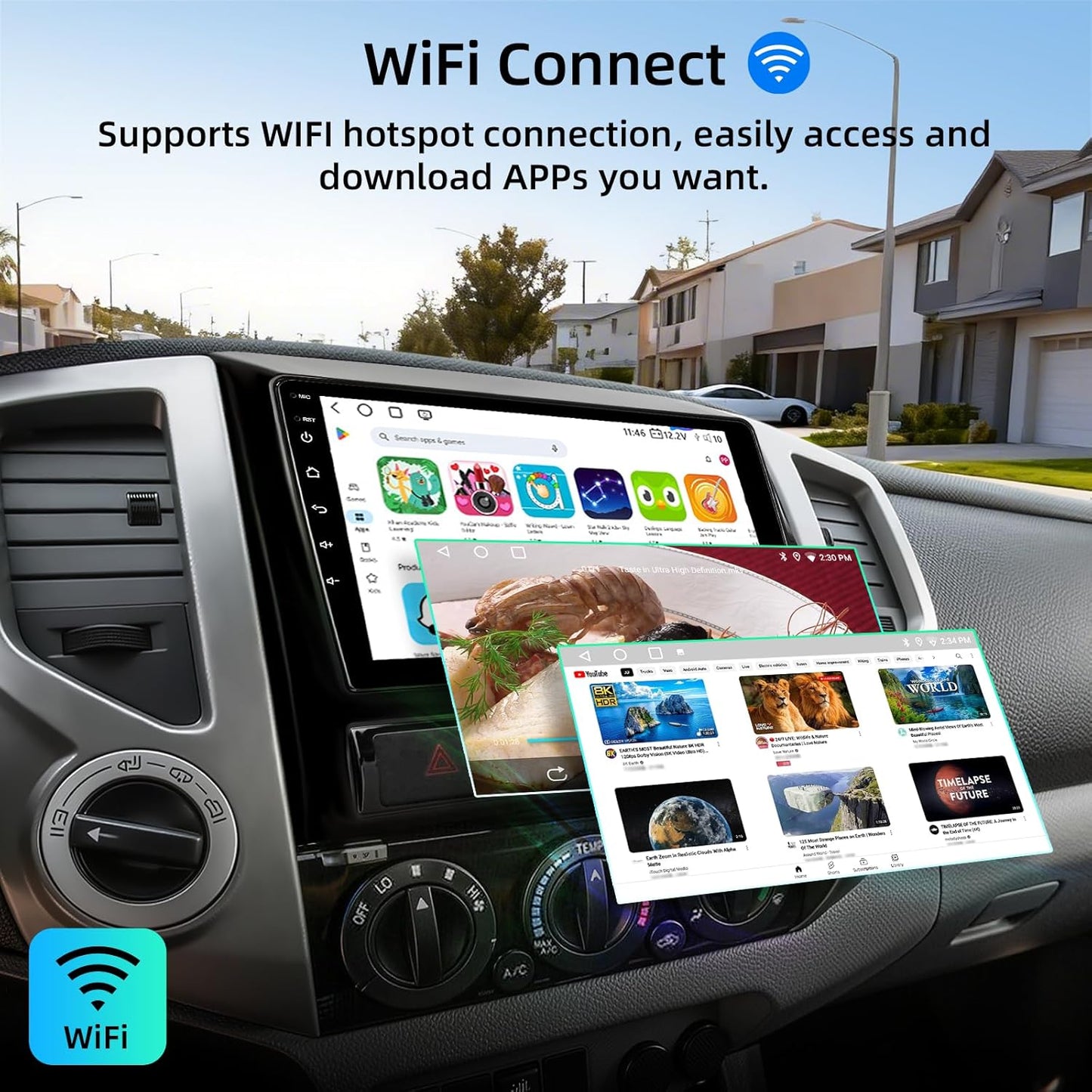 Car Radio Stereo for Toyota Tacoma 2005-2015,Android 15 2+64G 9" Touch Screen Radio with CarPlay Android Auto Bluetooth GPS Navigation HD Backup Camera