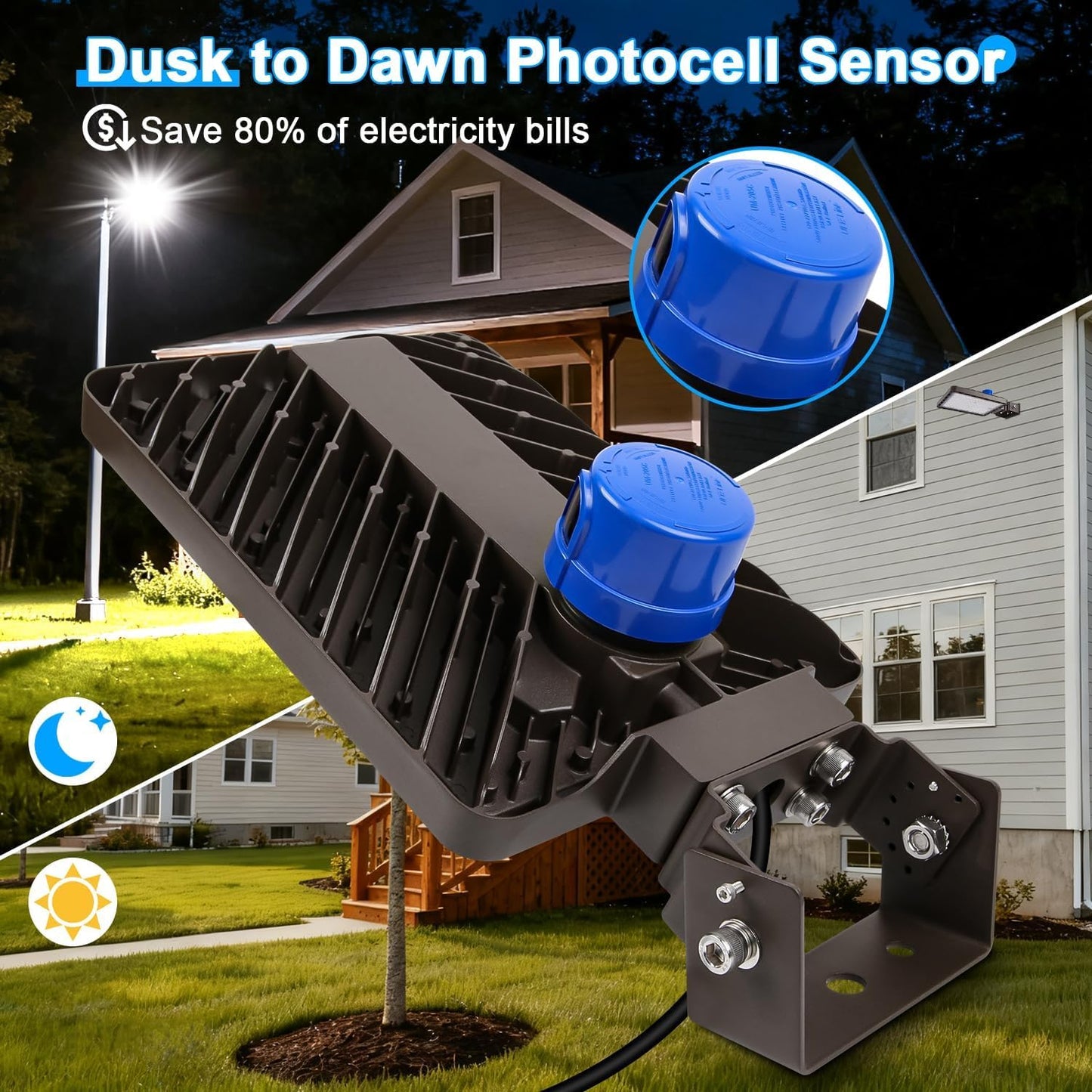 240W 4-Pack LED Parking Lot Light,Commercial Light for Wide Area | 36000LM Shoe Box Street Flood Light with Dusk to Dawn Photocell, 5000K IP65 Waterproof, Adjustable Trunnion Mount,110-277V