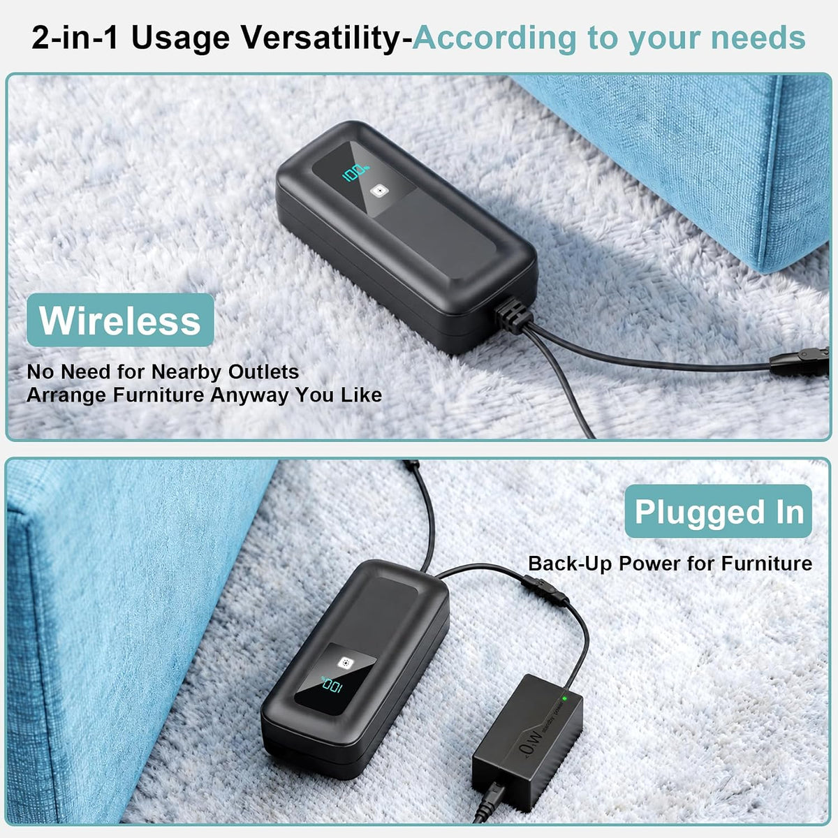TenHutt 3200mAh 2-Pin Rechargeable Battery Pack for Reclining Furniture