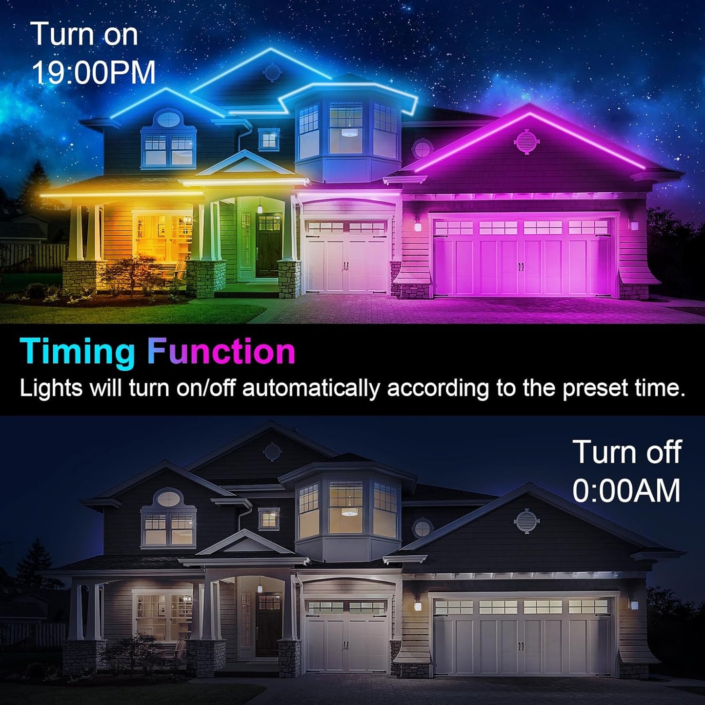 CHARKEE 200ft IP67 Waterproof Silicone Tube LED Strip Lights, Bluetooth and APP Control LED Rope Lights Outdoor Waterproof,RGB Light Strip Music