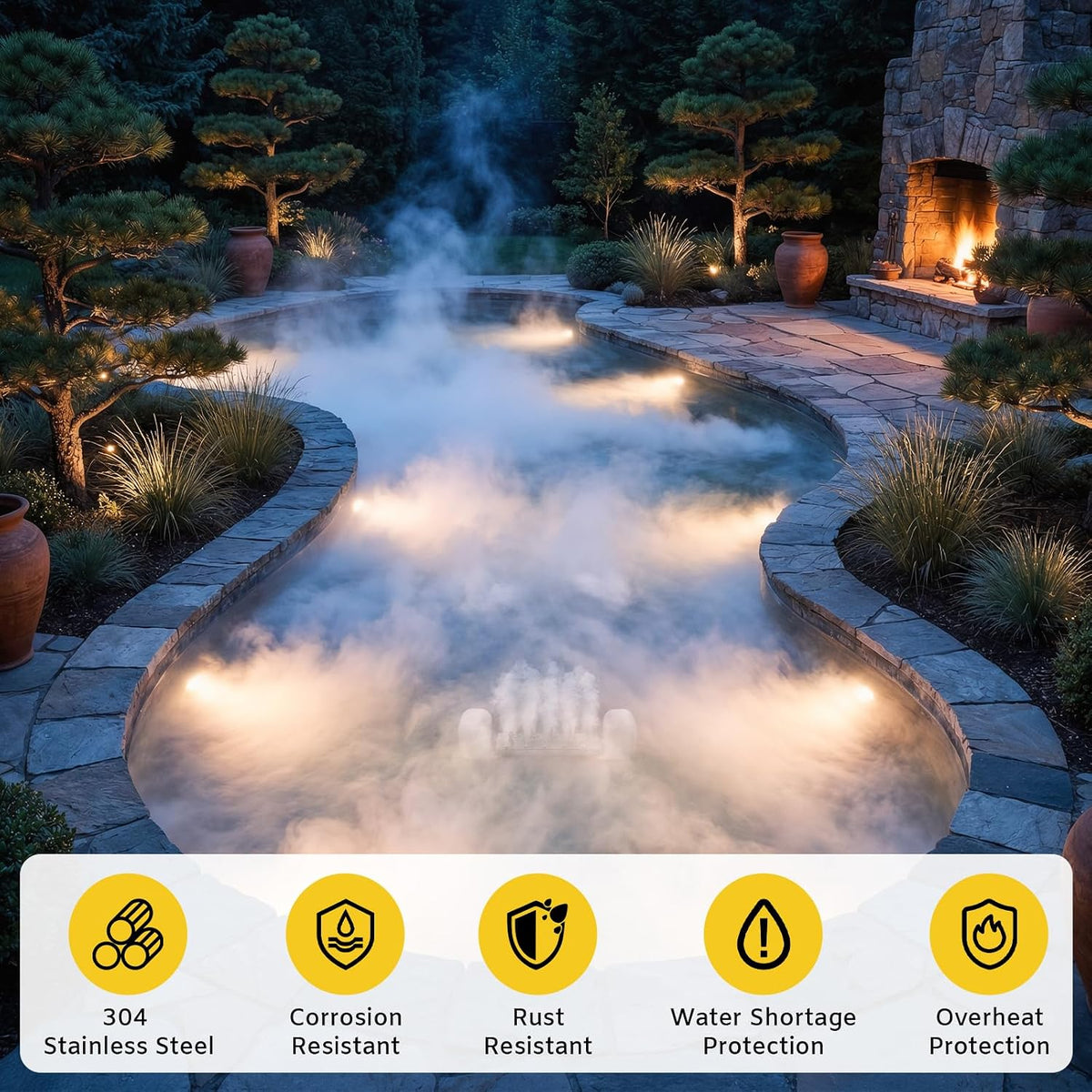 Dyna-Living Mist Maker Ultrasonic Fogger 10 Head Ultrasonic Pond Fogger