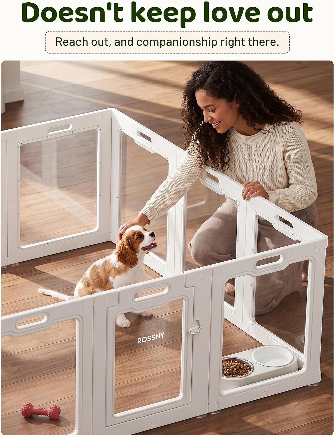 Rossny Dog Puppy Playpen for Indoors, 60-Inch Length Acrylic Pet Playpen White Large-12 Pannels 12