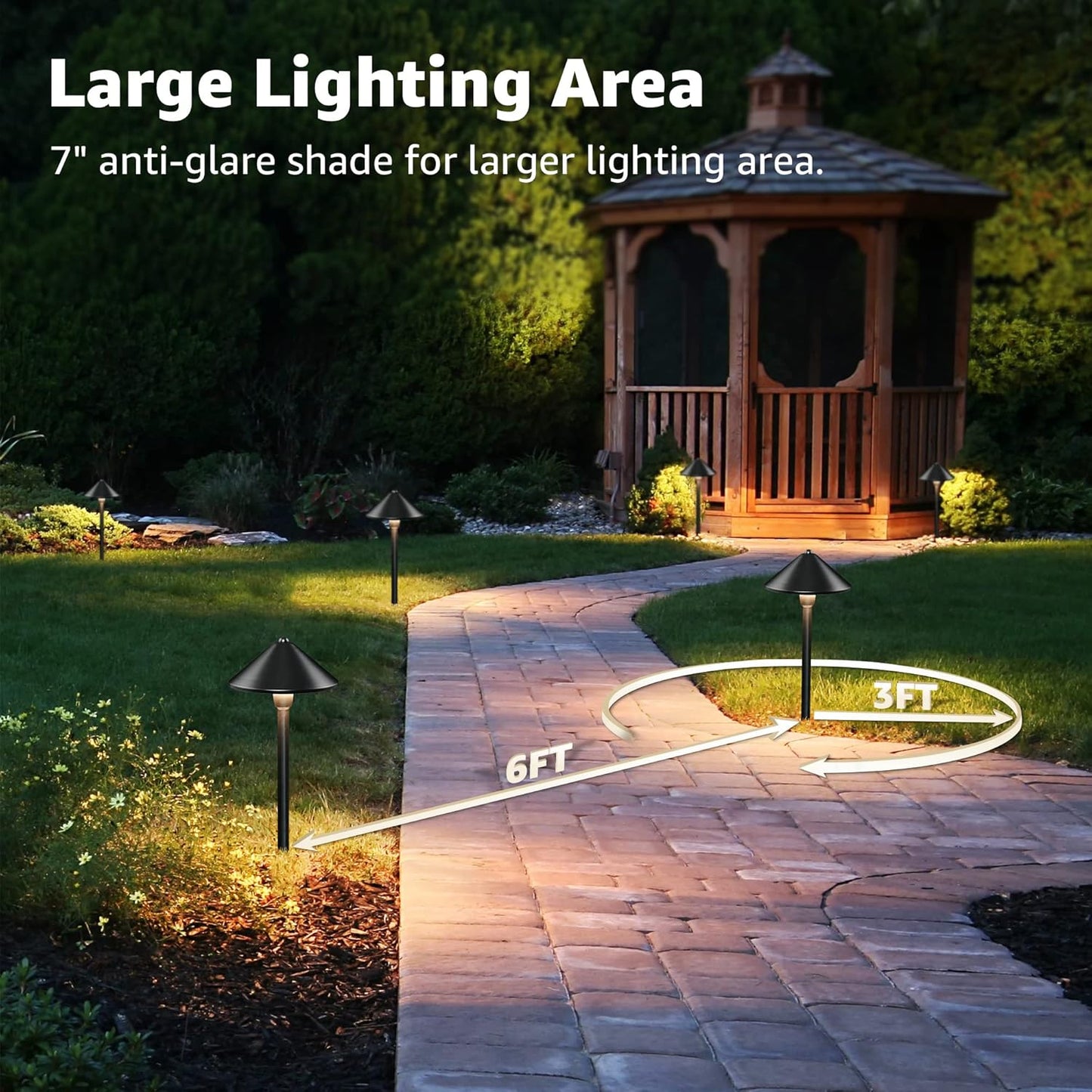 SUNVIE 8-Pack Low Voltage Landscape Pathway Lights 12-24V 3W LED Landscape Lighting 3000K Outdoor Pathway Lighting IP65