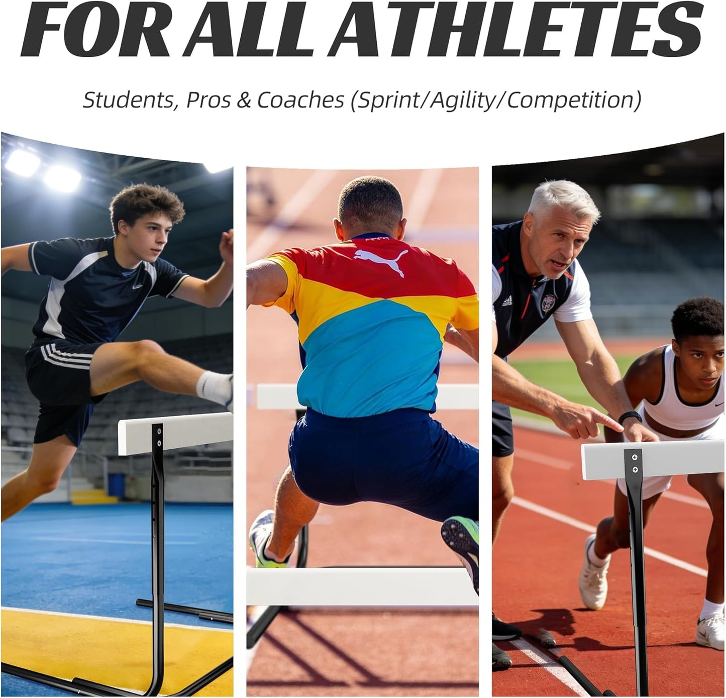 MR Height Adjustable Hurdle for Track and Field, Pro Athletic Hurdle with Heavy-Duty Base Counterweight, Anti-Tip Design for Sprint Training, Competition Practice, Speed Drills