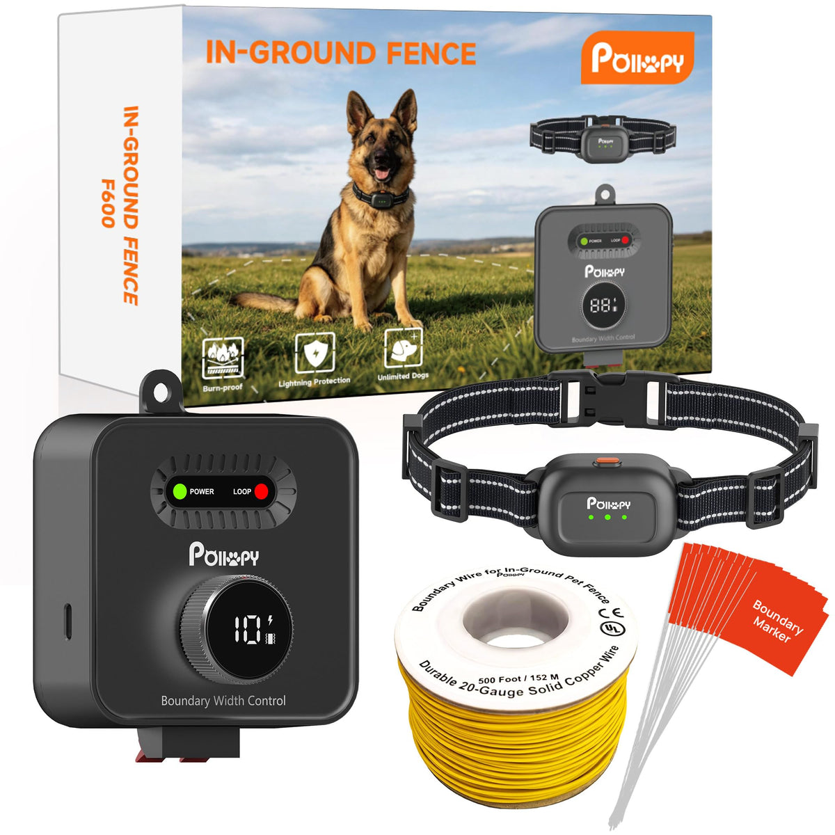 In-Ground Dog Fence, Underground Electric Pet Fence Training Collar System 1 Dog Fence Kit