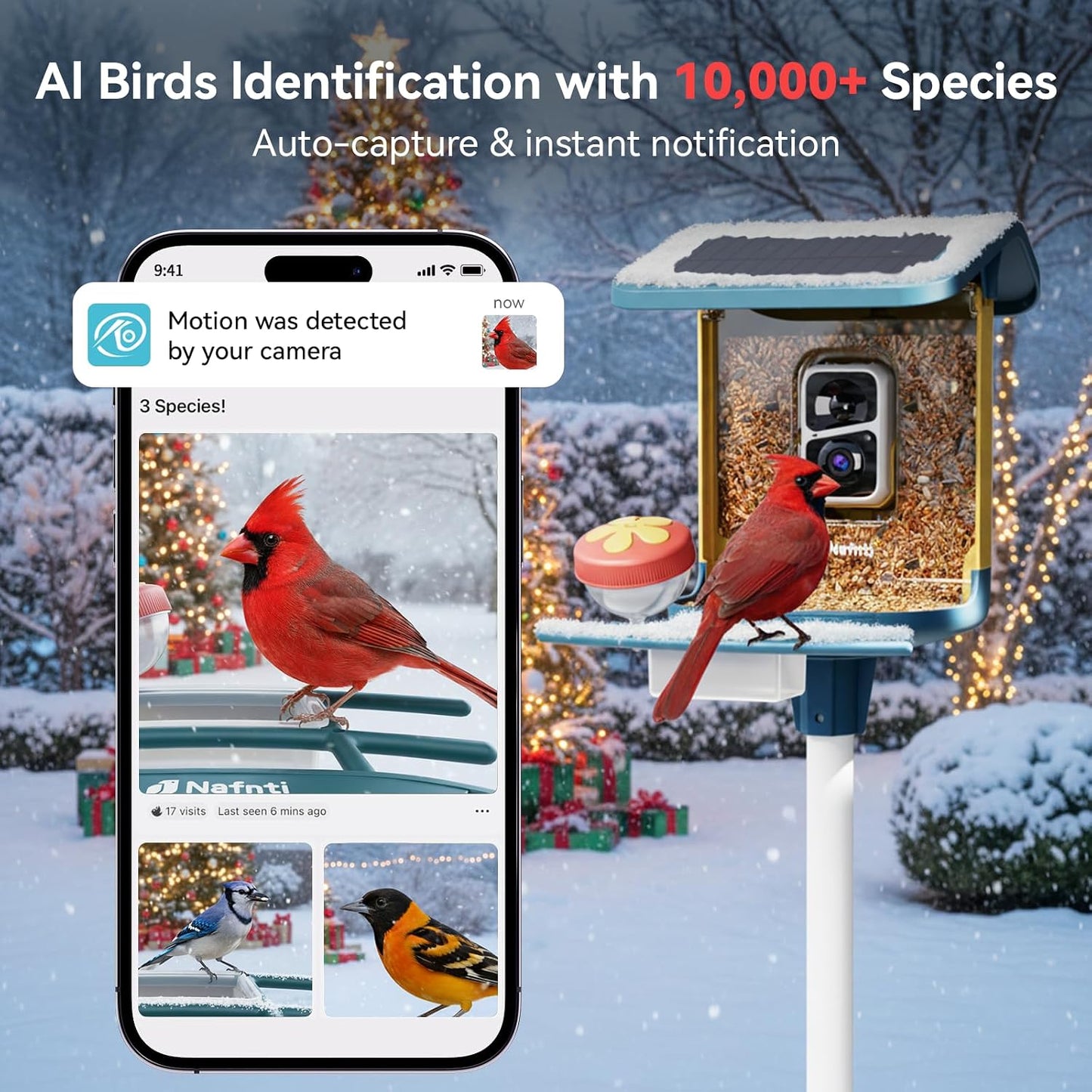 Smart Bird Feeder with Camera, Support 2.4GHz/5GHz, 2K Live Steam for Outdoor, 1.8L Large Capacity, AI Identify Auto Capture Videos, Smart Camera Bird Feeder for Outside, Ideal Gift for Christmas