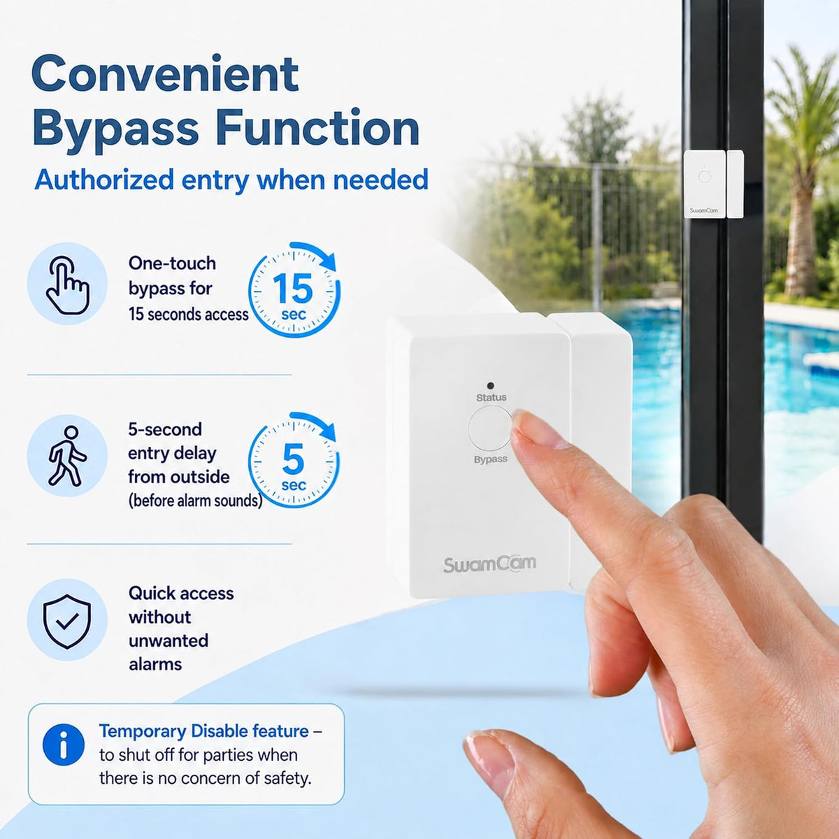 SwamCam Door & Window Sensor Pool Alarm Hub System – Certified to UL2017