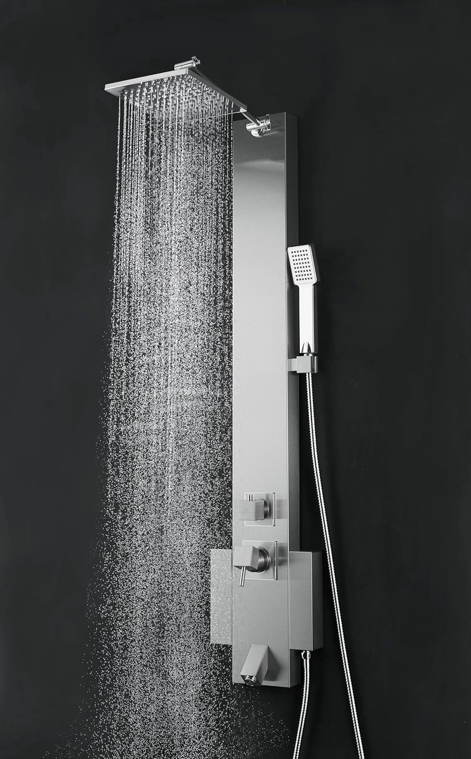 48' Stainless Steel SPS822A Shower Panel Tower Column with Rainfall Shower Head and Spout