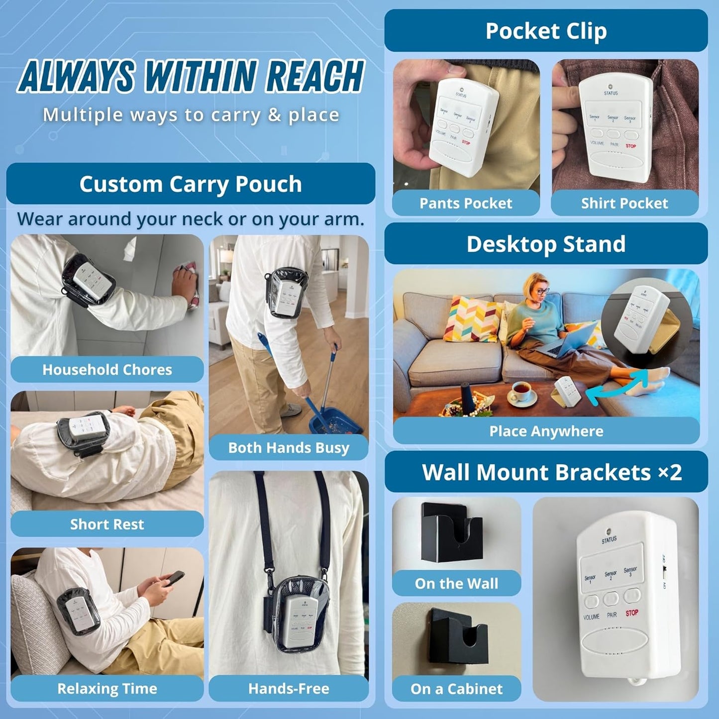 Large Bed Alarm for Elderly Adults – Wireless Bed Alarm Pad (20” x 30”) & Pager – Safety Bed Alarms and Fall Prevention – Dementia & Alzheimers Support, Designed for Nighttime Care