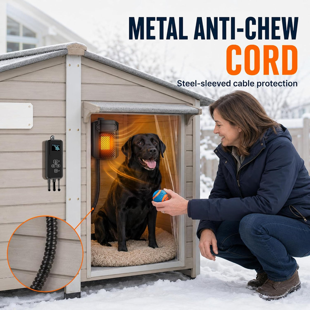 Outdoor Pet House Heater 500W - Kiroto WiFi APP Controlled Dog House Heater with Thermostat & Timer,Suitable for Winter Outdoor Heating of Outside Doghouses, Cat Beds and Chicken Coops