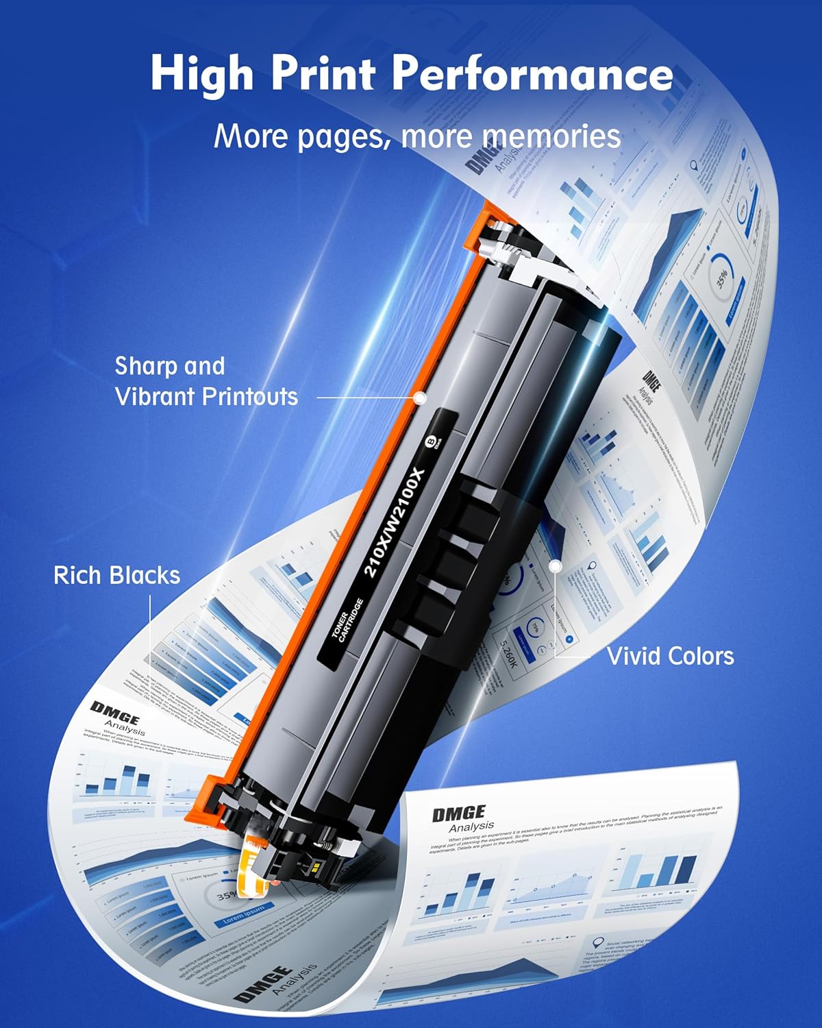 210X Toner Cartridges 4 Pack High Yield (with Chip) Replacement for HP 210X 210A for HP Color LaserJet Pro MFP 4301fdw 4301fdn 4201dw 4201dn Color Pro MFP 4301 4201 Series Printer Ink W2100X W2100A