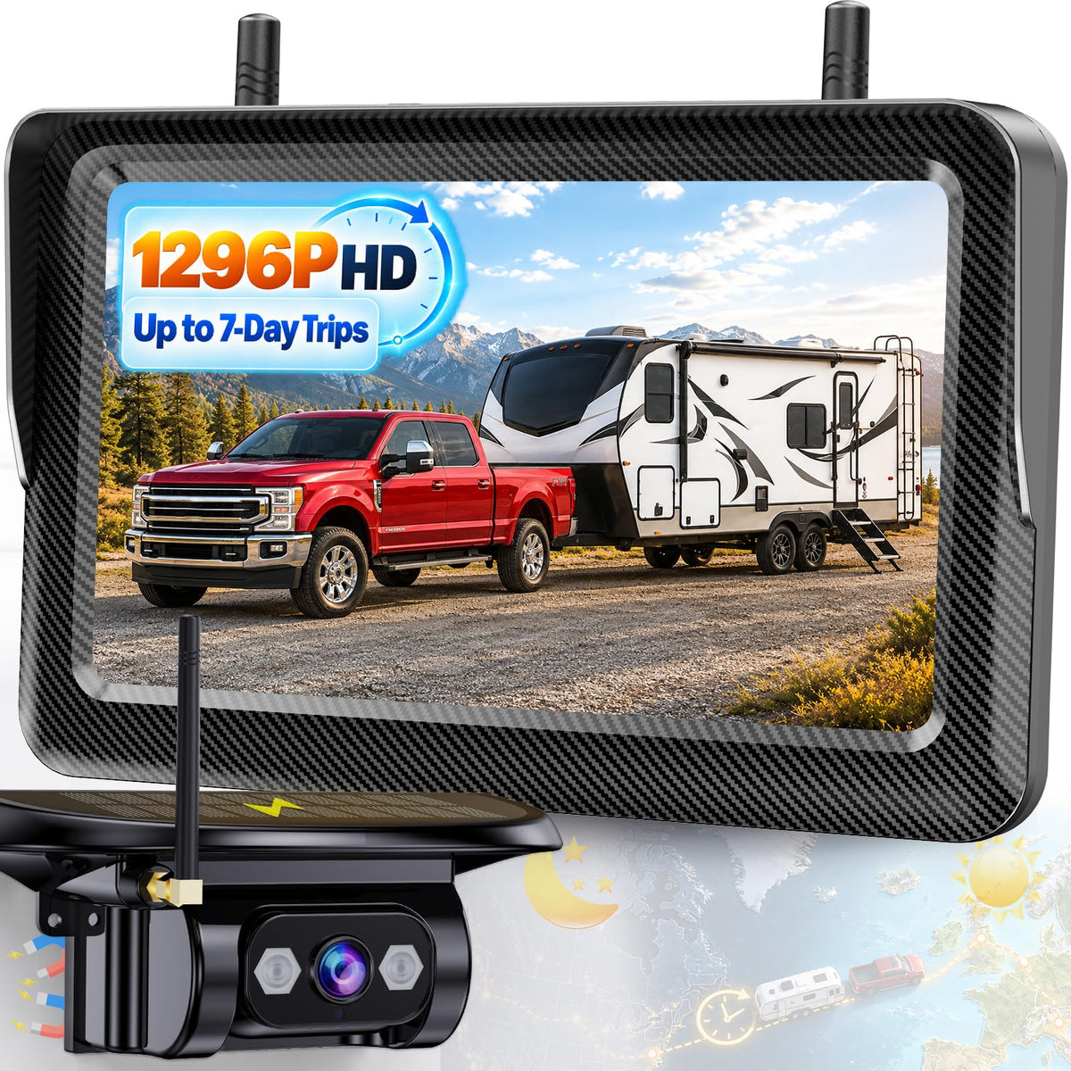 1296P Strong Magnetic Wireless RV Backup Camera - 1-Min Install for Trailer