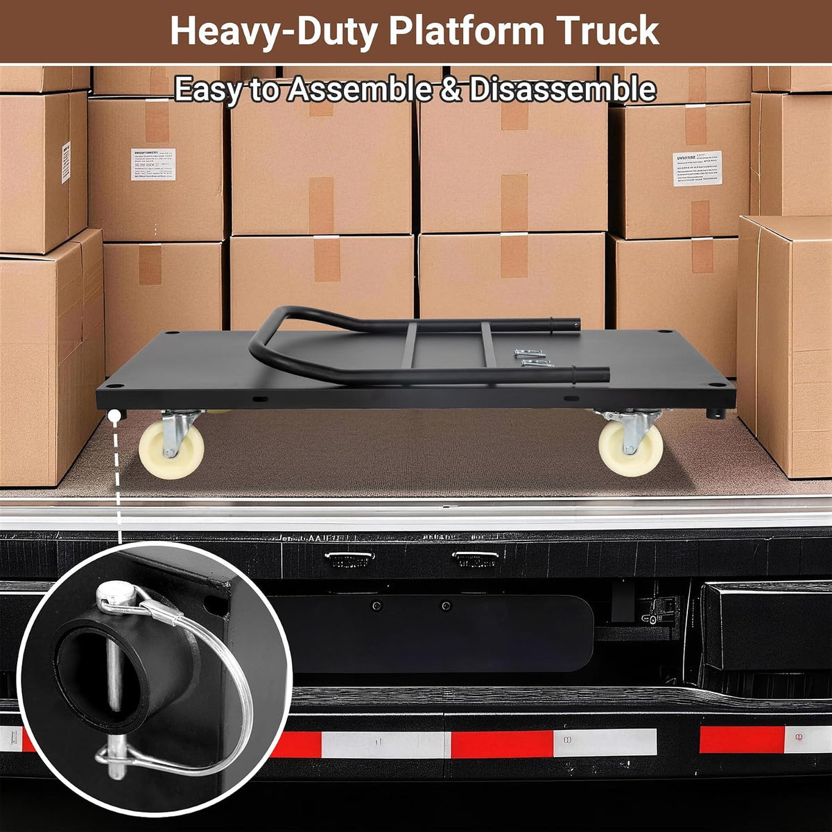 2000 LBS Heavy Duty Platform Truck, 48" x 24" Flatbed Cart 48"x24"x33.5"