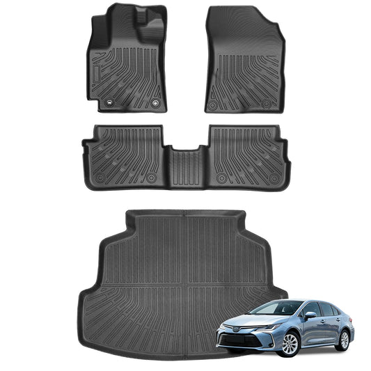 Joruoo-Floor Mats & Cargo Liner for 2009-2013 Toyota Corolla, All-Weather Heavy Duty TPE Floor Liners Full Coverage Automotive for Toyota Corolla Accessories 26)Corolla 2009-2013 SET